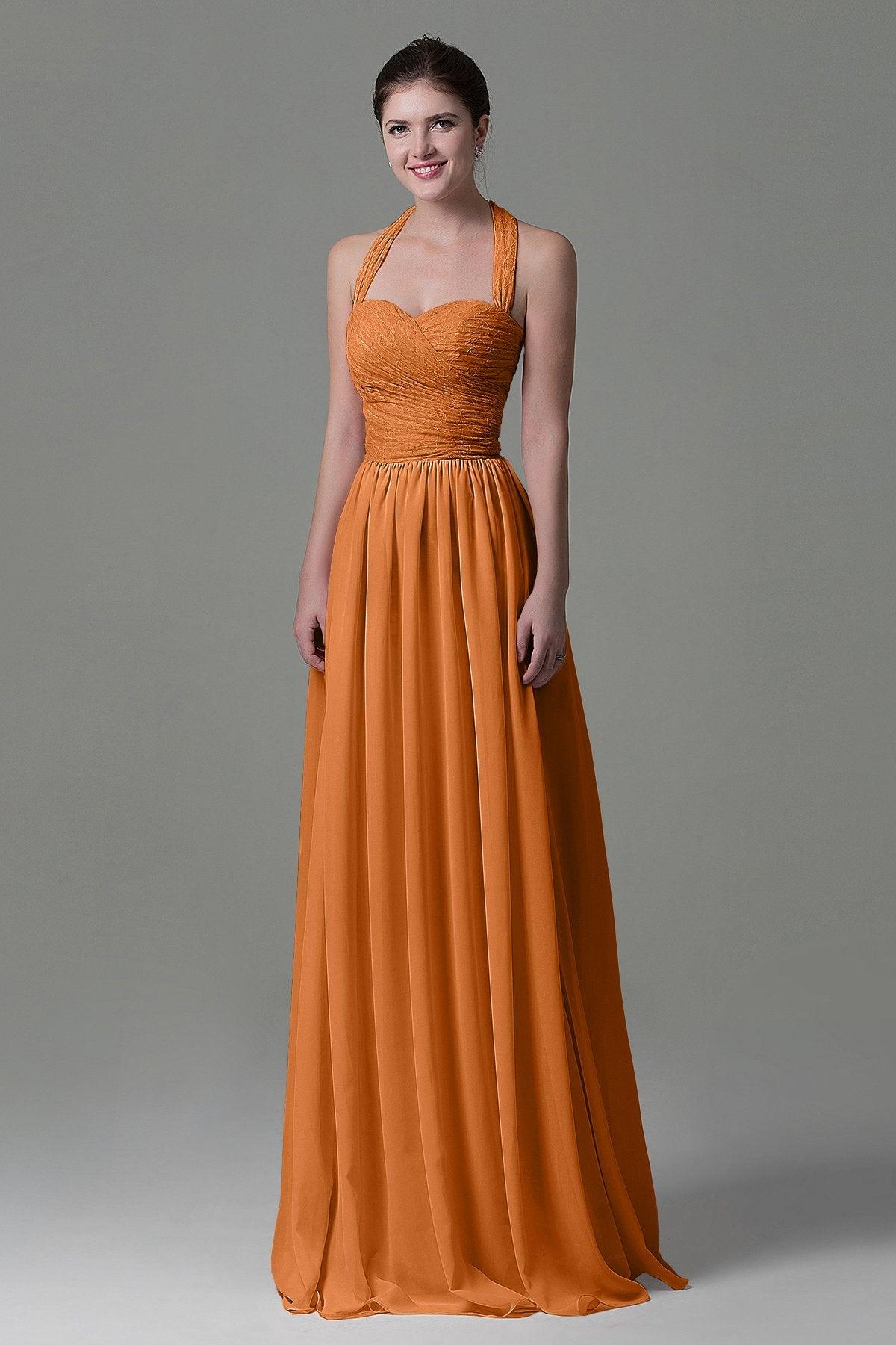 A-Line Floor Length Lace/Chiffon Bridesmaid Dress COZK16006 - COCOMELODY