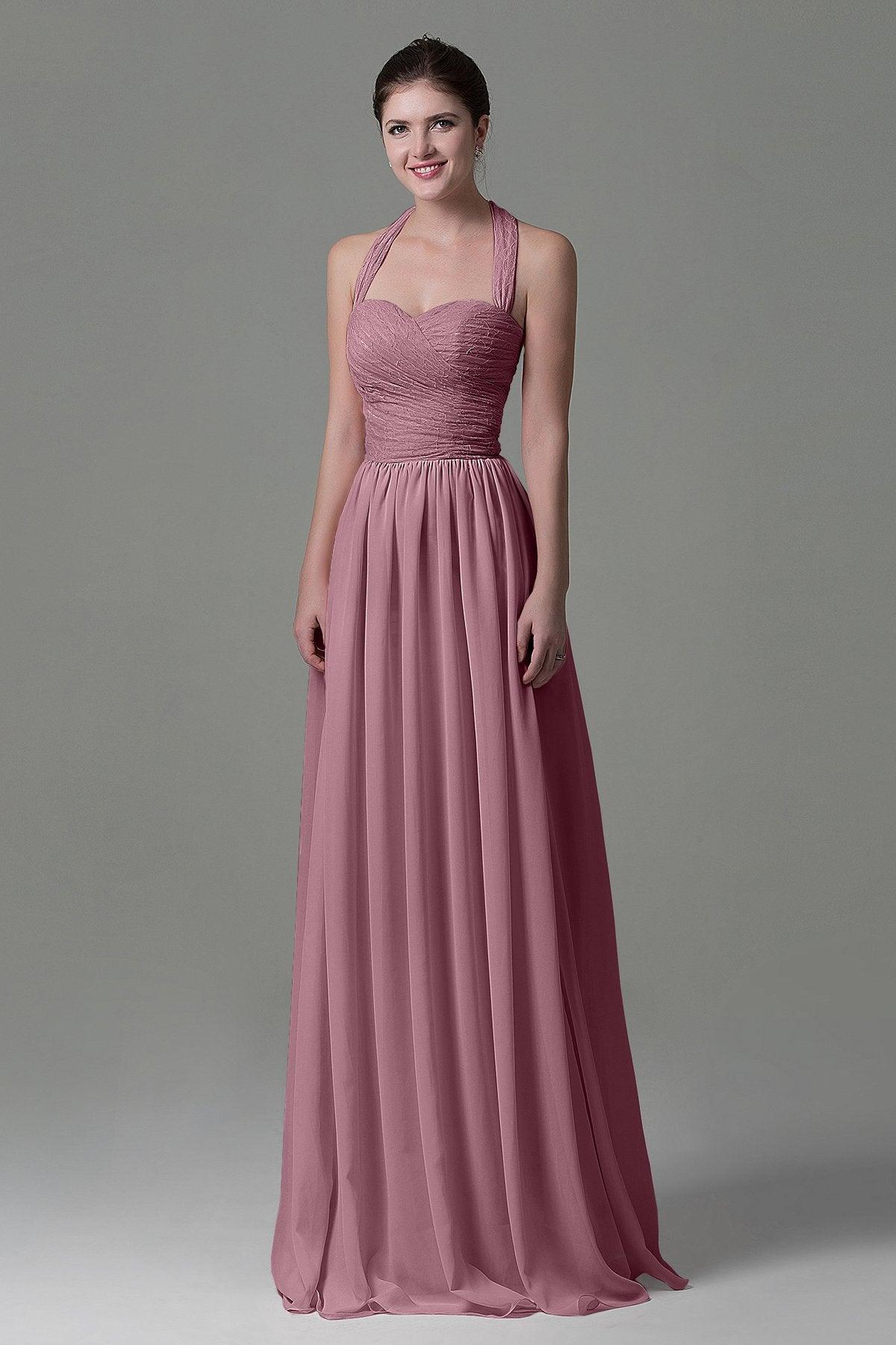 A-Line Floor Length Lace/Chiffon Bridesmaid Dress COZK16006 - COCOMELODY