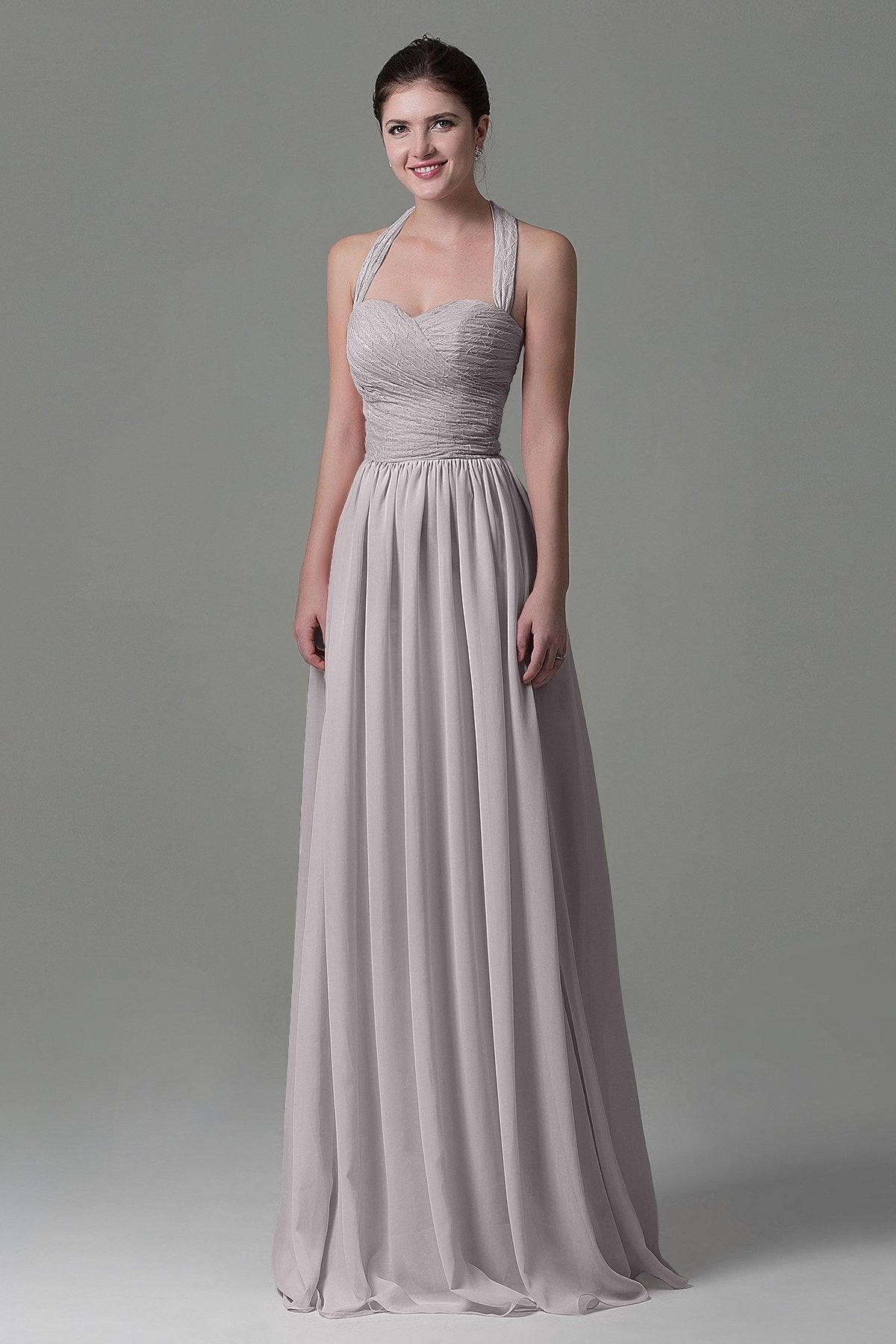 A-Line Floor Length Lace/Chiffon Bridesmaid Dress COZK16006 - COCOMELODY