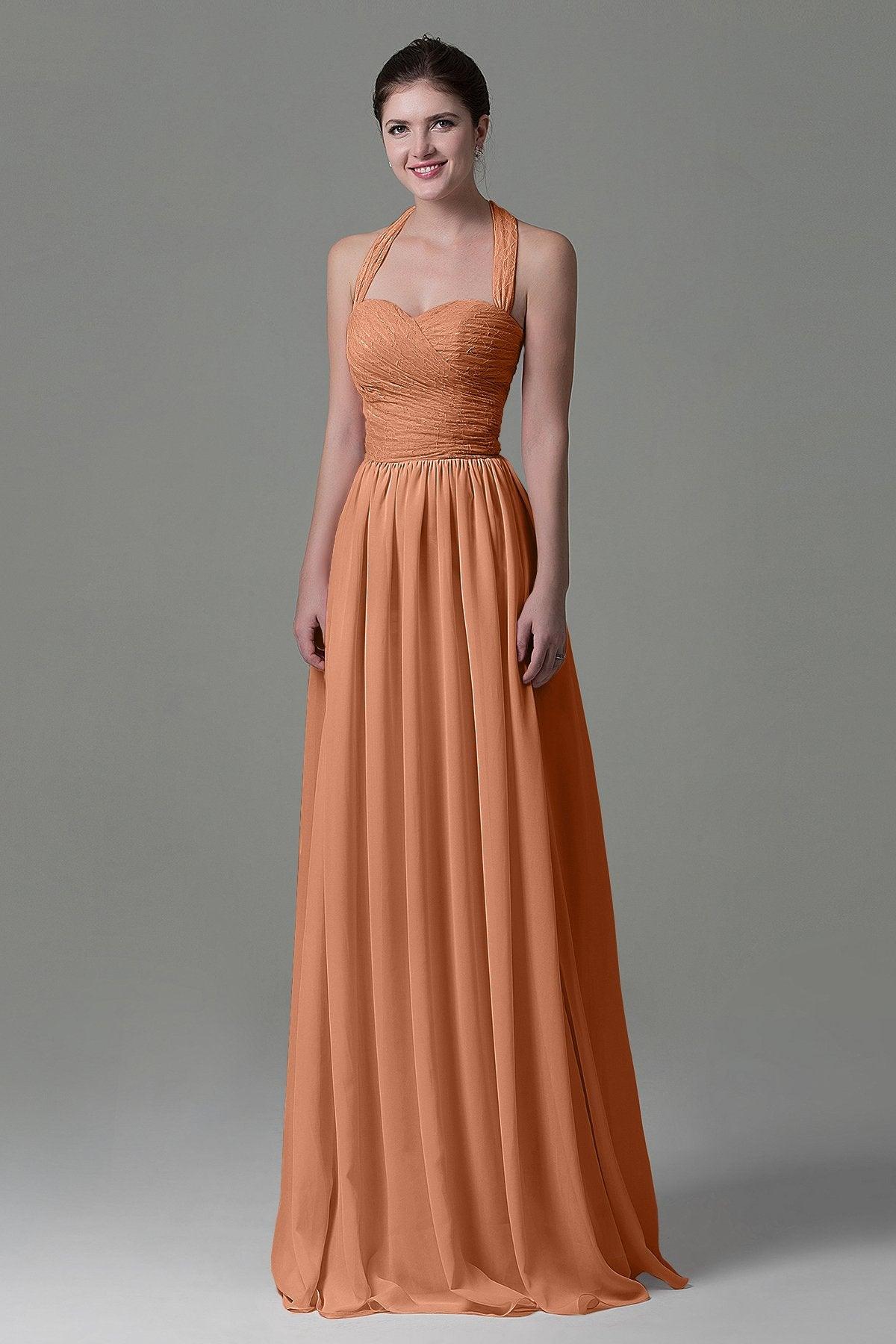 A-Line Floor Length Lace/Chiffon Bridesmaid Dress COZK16006 - COCOMELODY