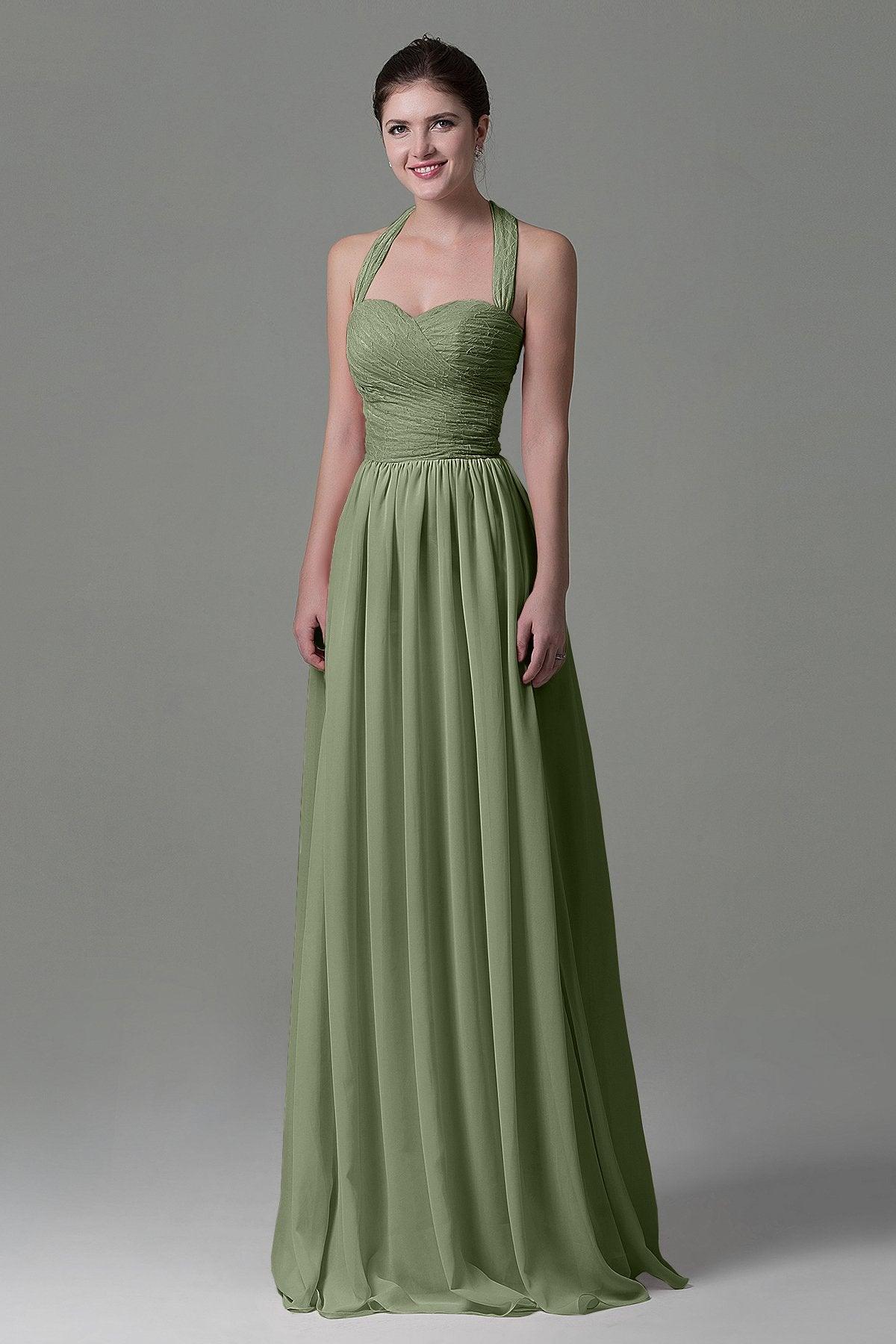 A-Line Floor Length Lace/Chiffon Bridesmaid Dress COZK16006 - COCOMELODY
