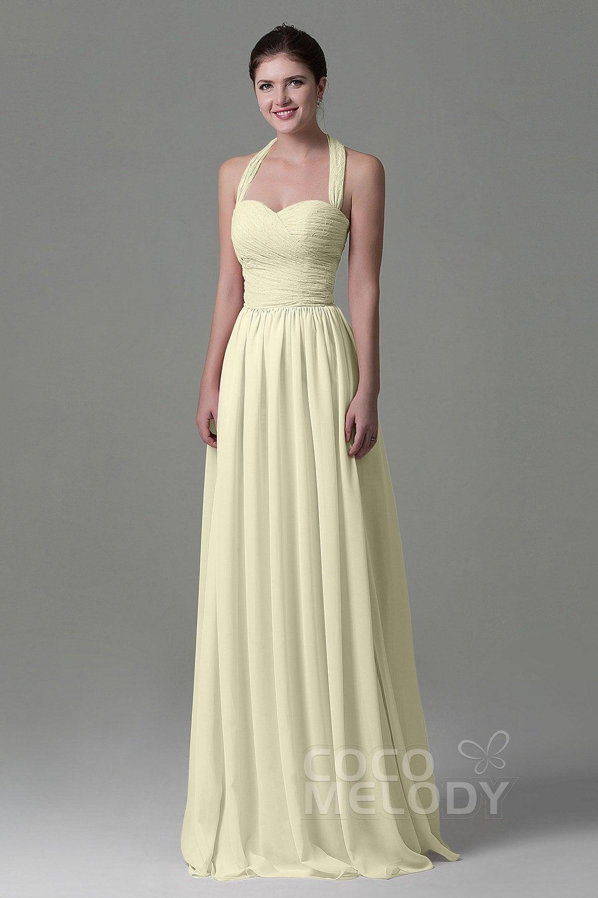 A-Line Floor Length Lace/Chiffon Bridesmaid Dress COZK16006 - COCOMELODY