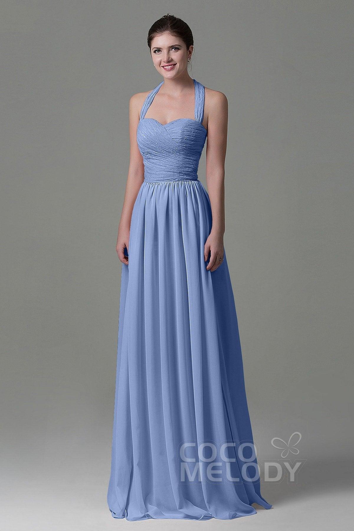 A-Line Floor Length Lace/Chiffon Bridesmaid Dress COZK16006 - COCOMELODY