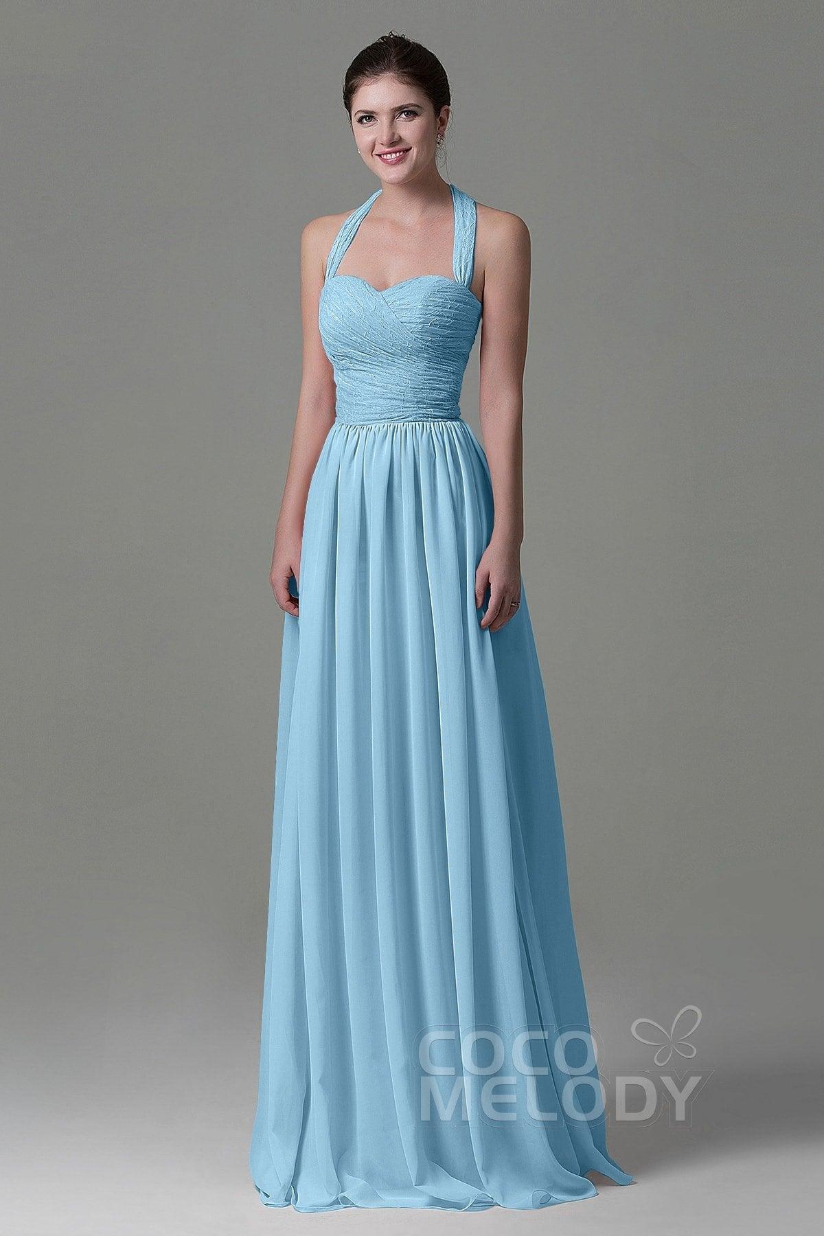 A-Line Floor Length Lace/Chiffon Bridesmaid Dress COZK16006 - COCOMELODY