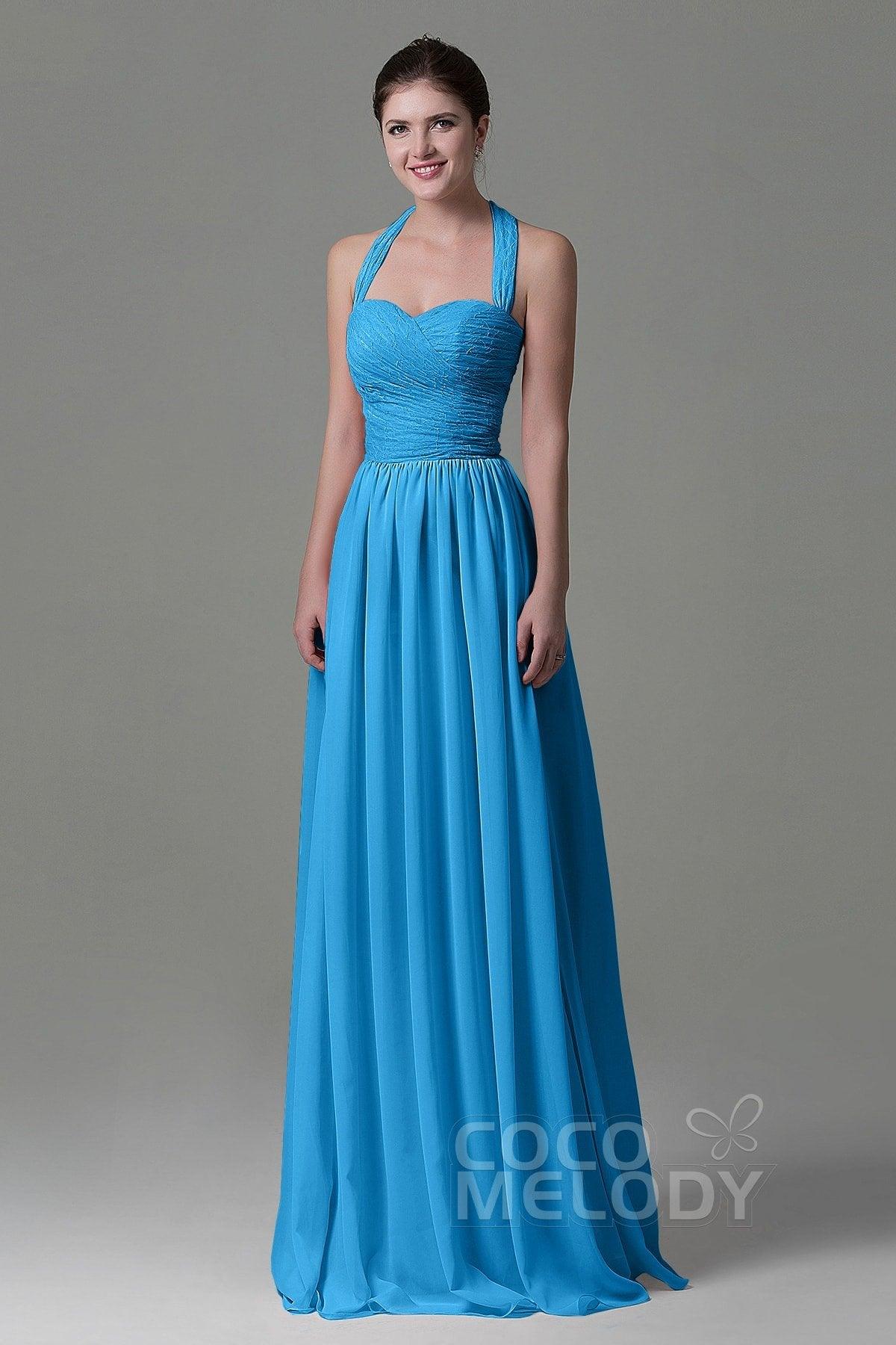 A-Line Floor Length Lace/Chiffon Bridesmaid Dress COZK16006 - COCOMELODY