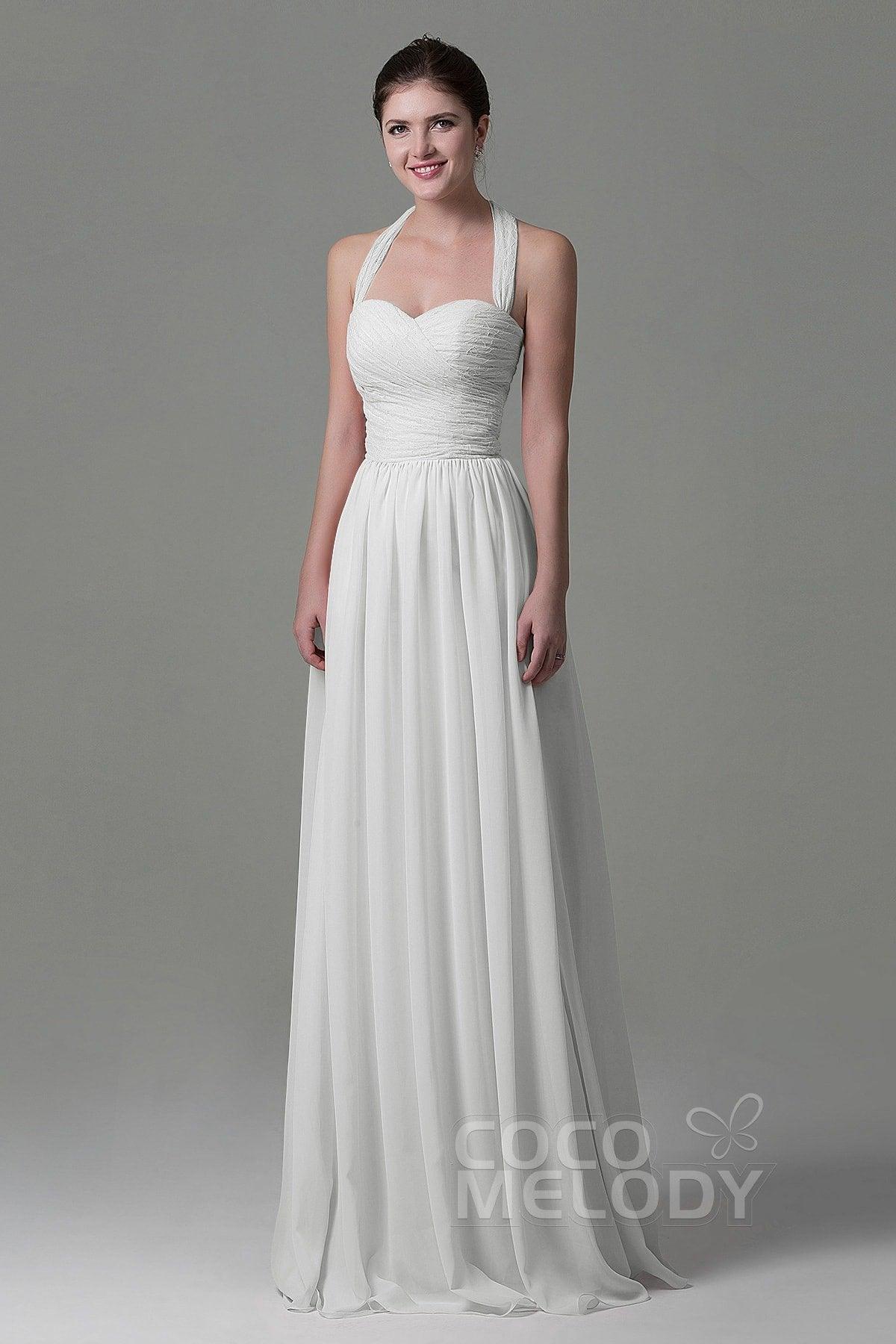 A-Line Floor Length Lace/Chiffon Bridesmaid Dress COZK16006 - COCOMELODY
