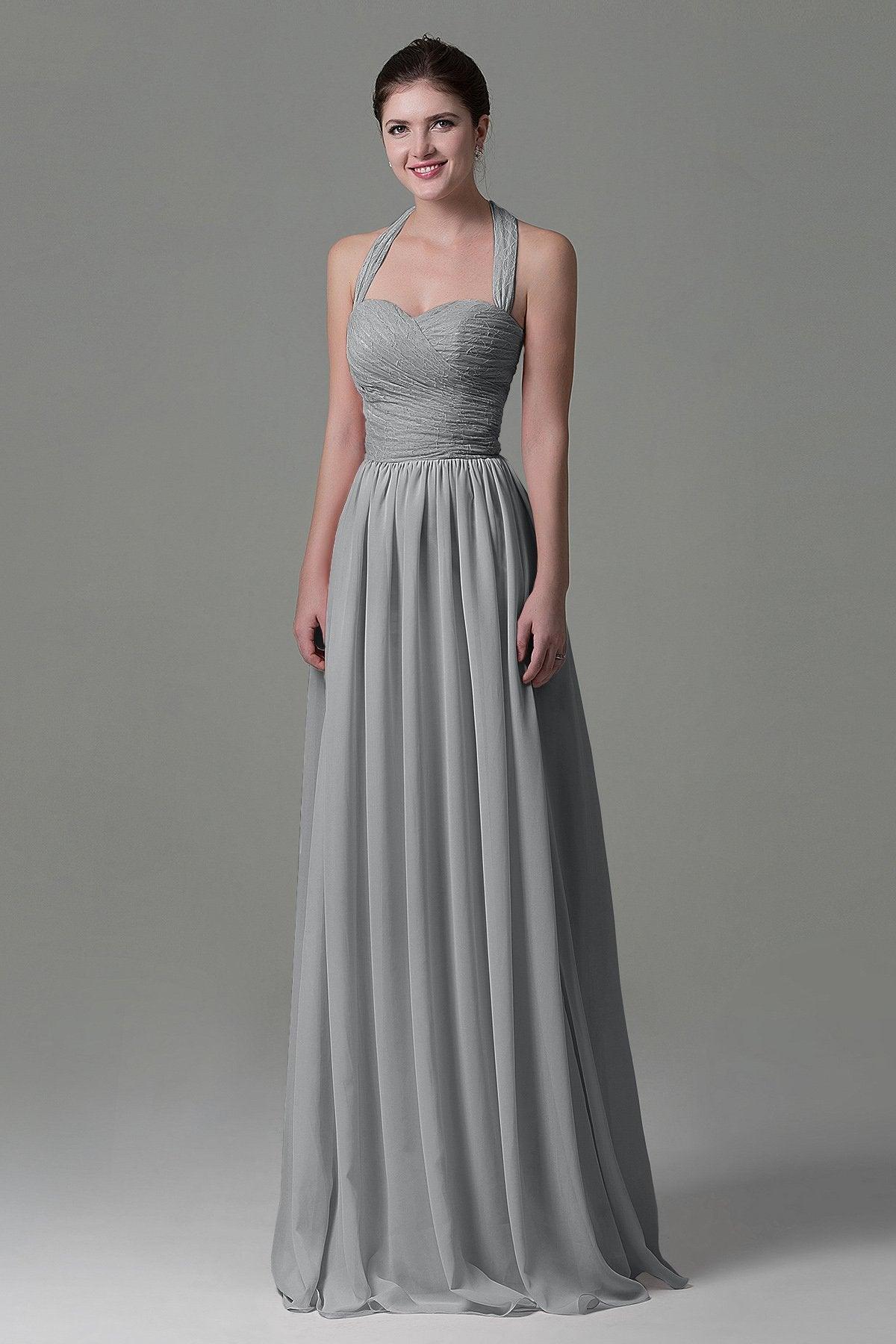 A-Line Floor Length Lace/Chiffon Bridesmaid Dress COZK16006 - COCOMELODY