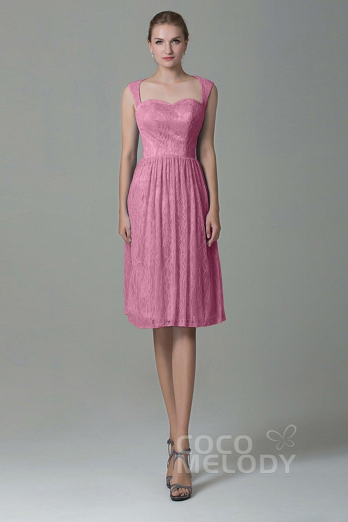 Sheath-Column Knee Length Lace Bridesmaid Dress COZK16007 - COCOMELODY