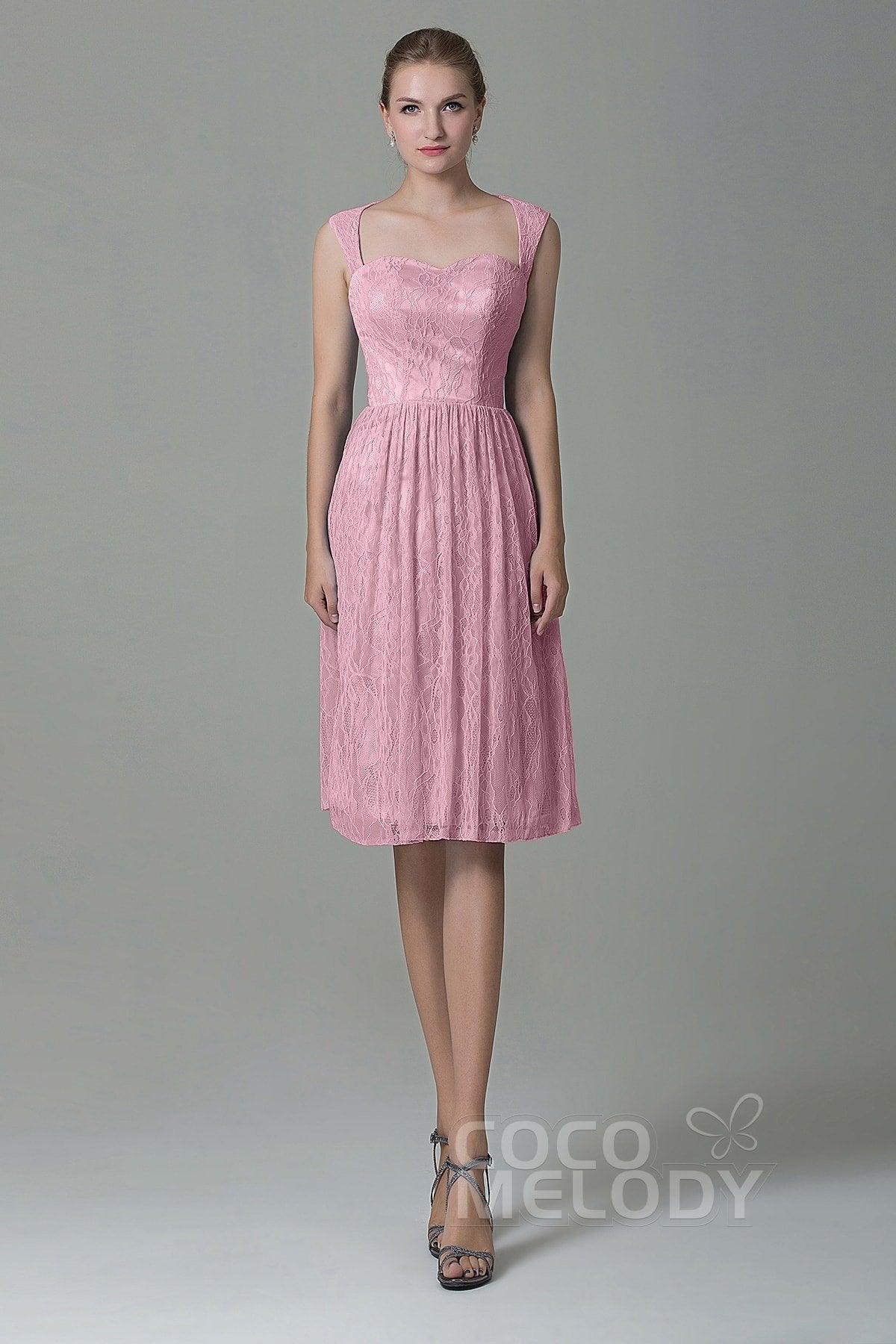 Sheath-Column Knee Length Lace Bridesmaid Dress COZK16007 - COCOMELODY