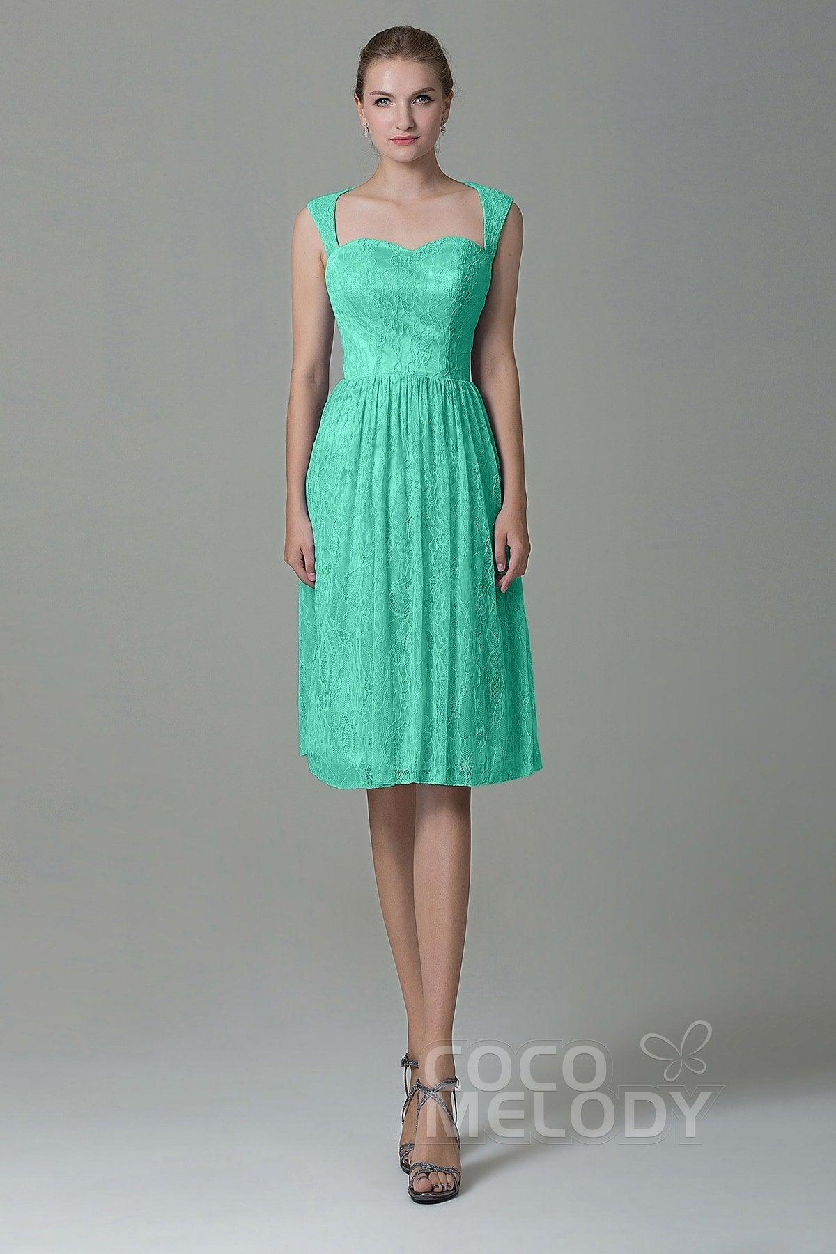 Sheath-Column Knee Length Lace Bridesmaid Dress COZK16007 - COCOMELODY