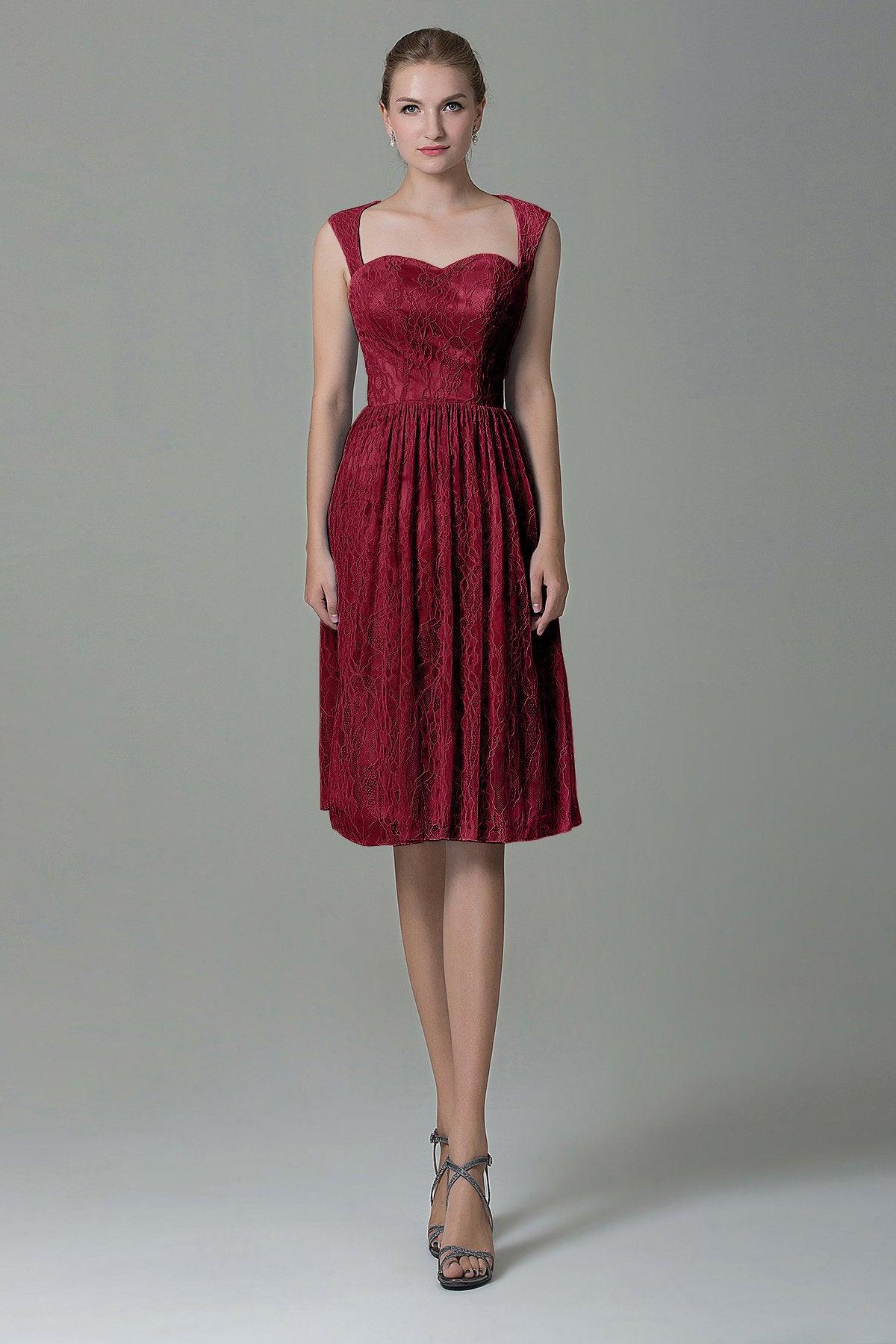 Sheath-Column Knee Length Lace Bridesmaid Dress COZK16007 - COCOMELODY