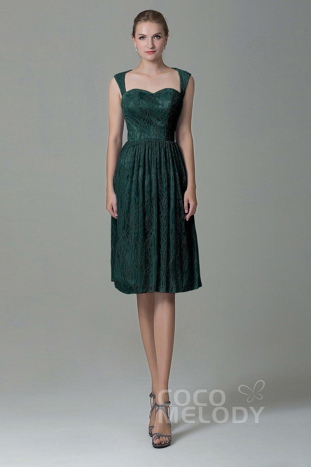 Sheath-Column Knee Length Lace Bridesmaid Dress COZK16007 - COCOMELODY