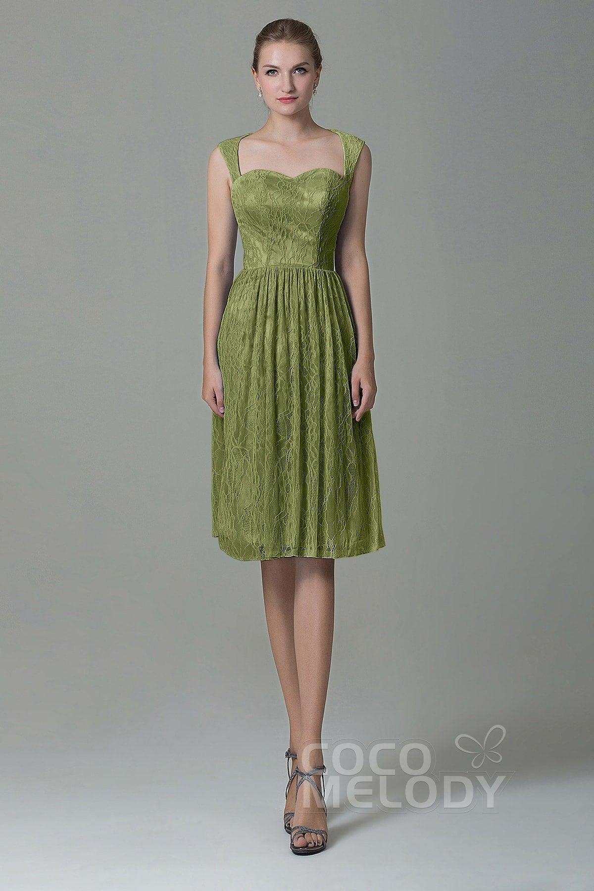 Sheath-Column Knee Length Lace Bridesmaid Dress COZK16007 - COCOMELODY