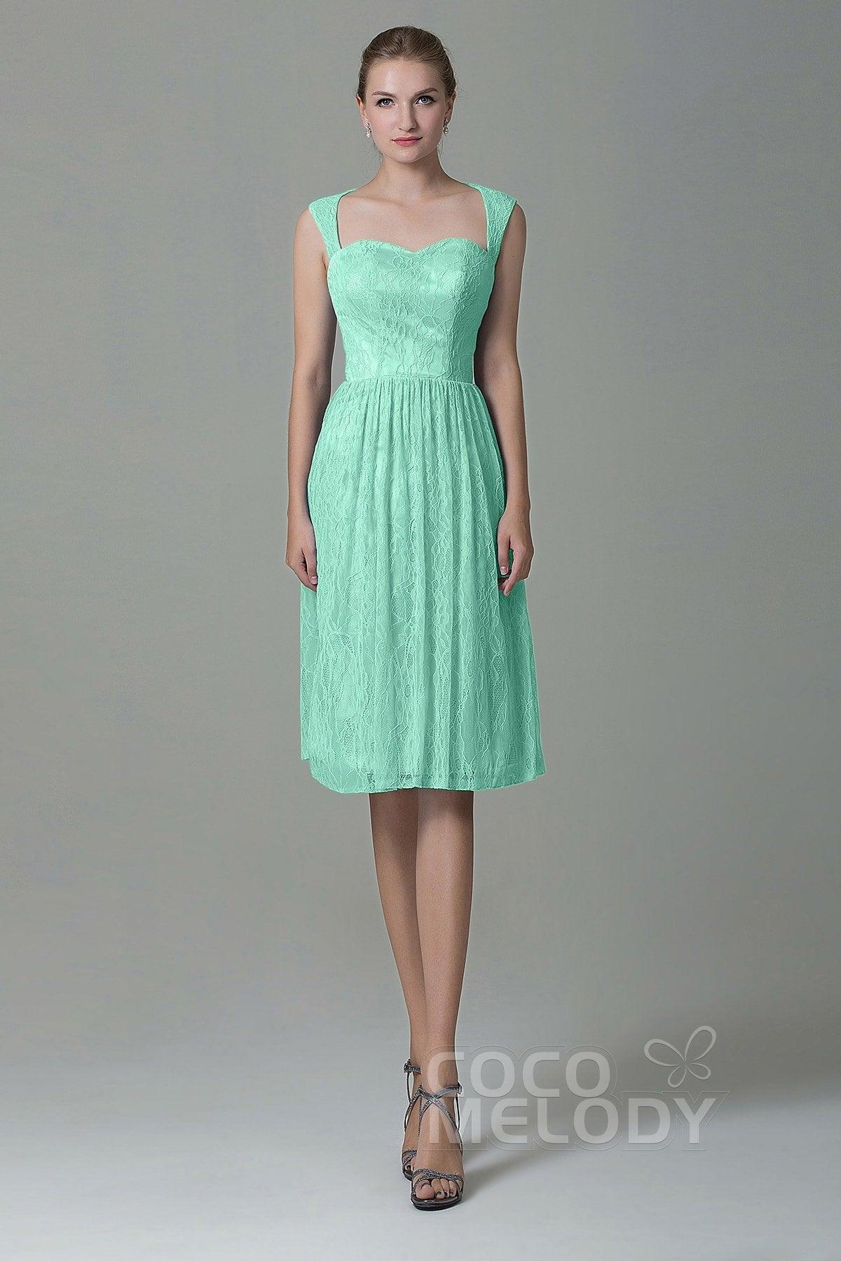 Sheath-Column Knee Length Lace Bridesmaid Dress COZK16007 - COCOMELODY
