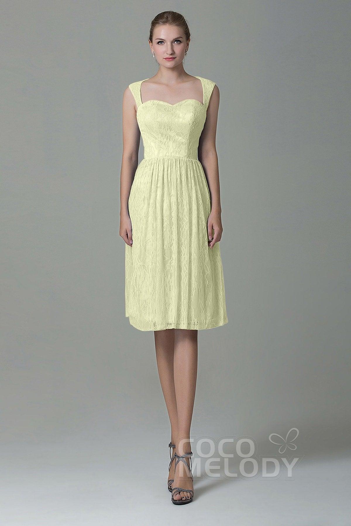 Sheath-Column Knee Length Lace Bridesmaid Dress COZK16007 - COCOMELODY