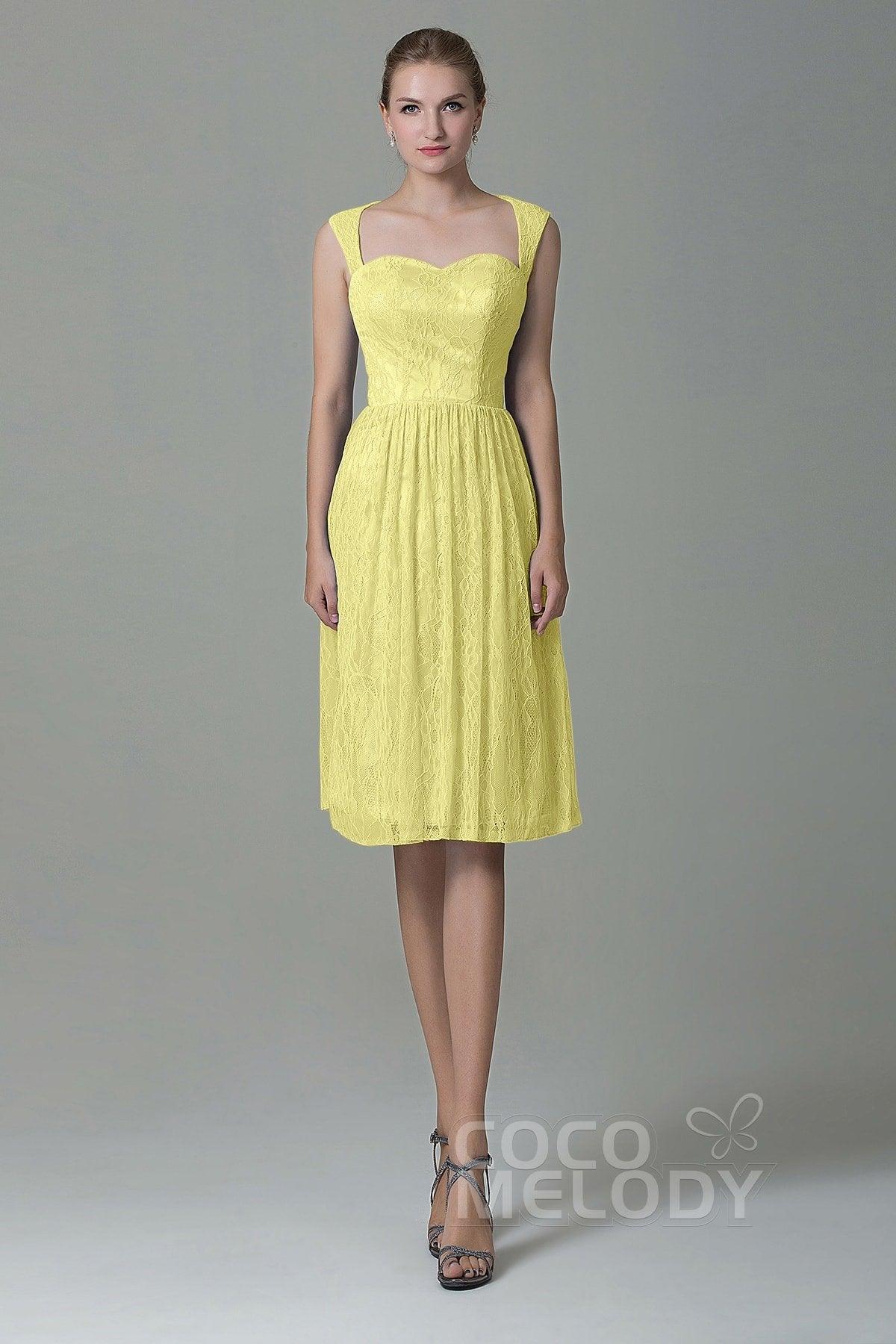 Sheath-Column Knee Length Lace Bridesmaid Dress COZK16007 - COCOMELODY
