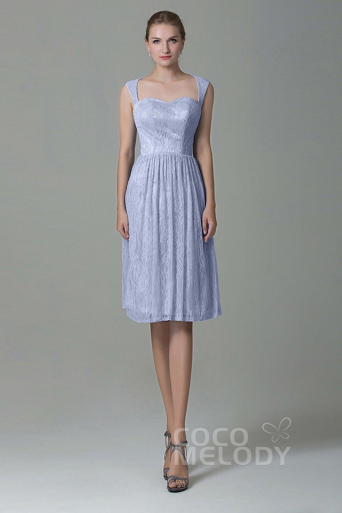 Sheath-Column Knee Length Lace Bridesmaid Dress COZK16007 - COCOMELODY