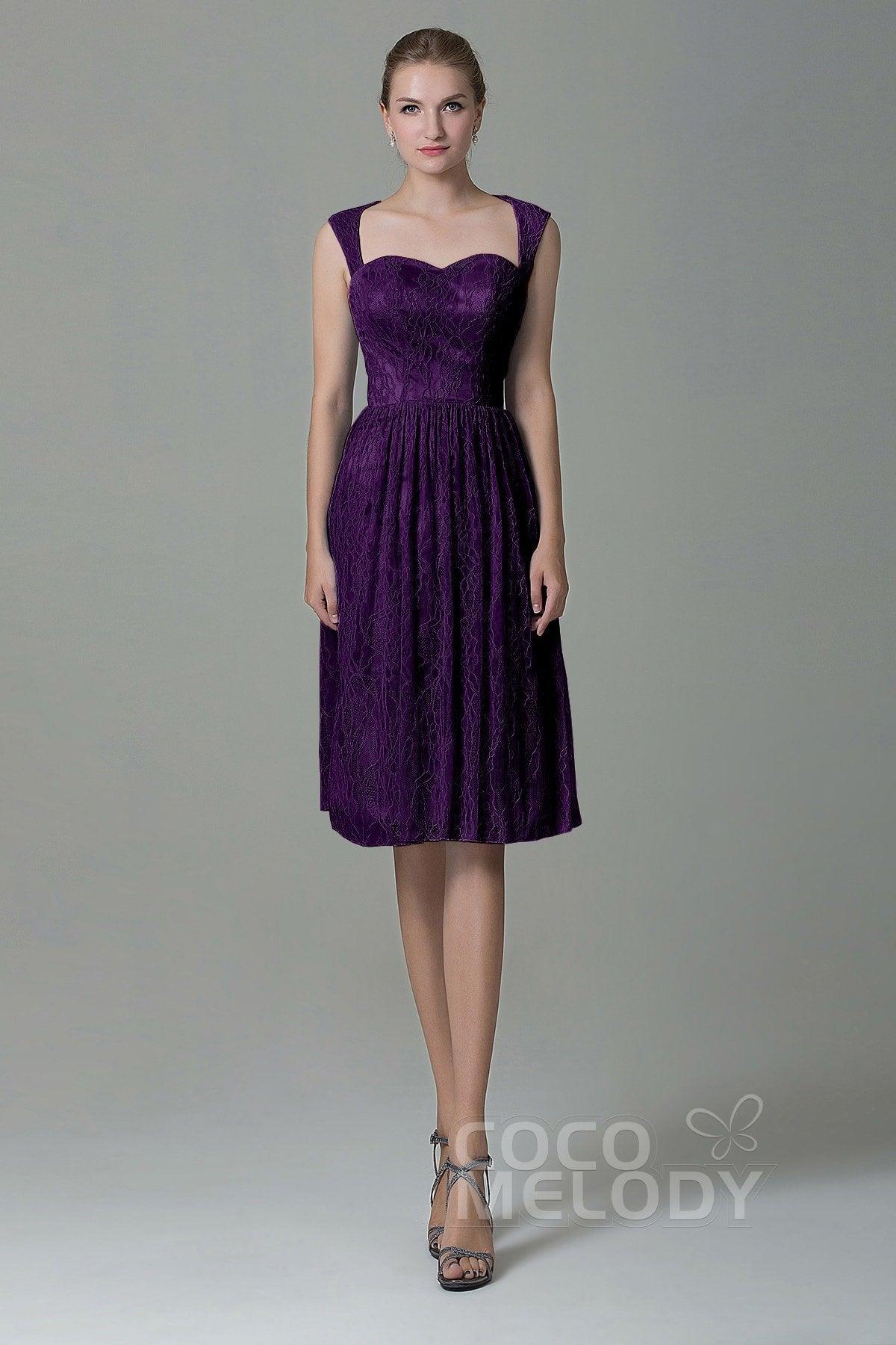 Sheath-Column Knee Length Lace Bridesmaid Dress COZK16007 - COCOMELODY