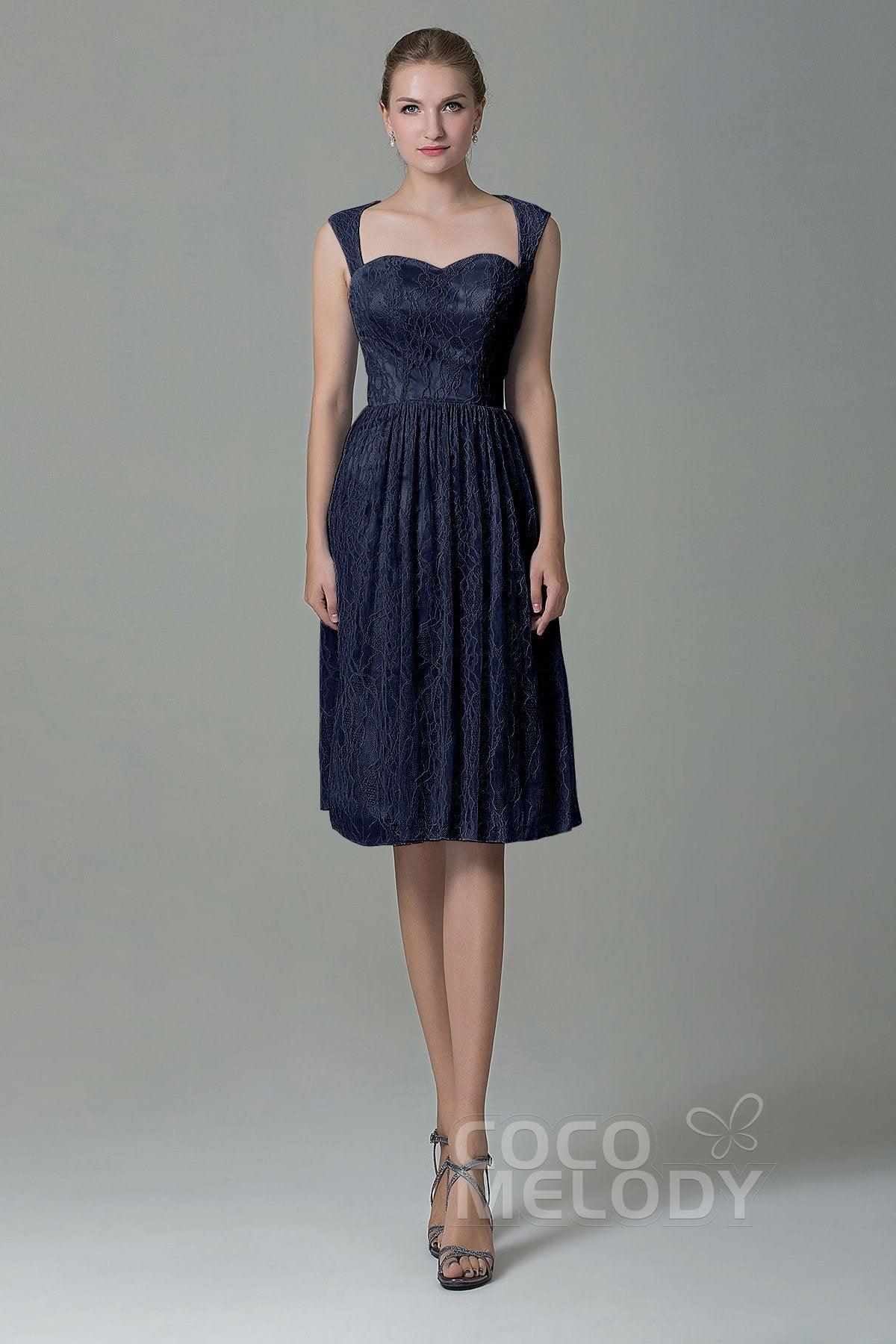 Sheath-Column Knee Length Lace Bridesmaid Dress COZK16007 - COCOMELODY
