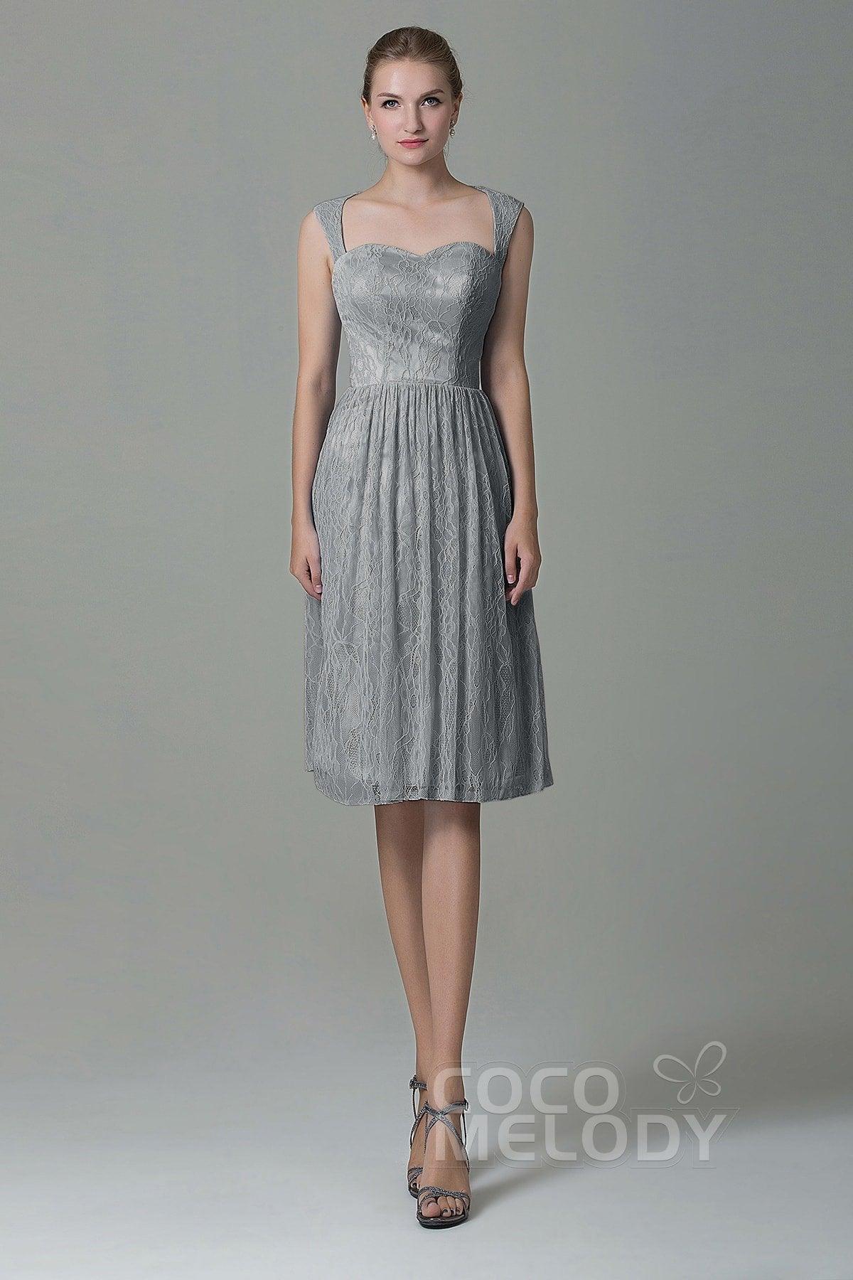 Sheath-Column Knee Length Lace Bridesmaid Dress COZK16007 - COCOMELODY