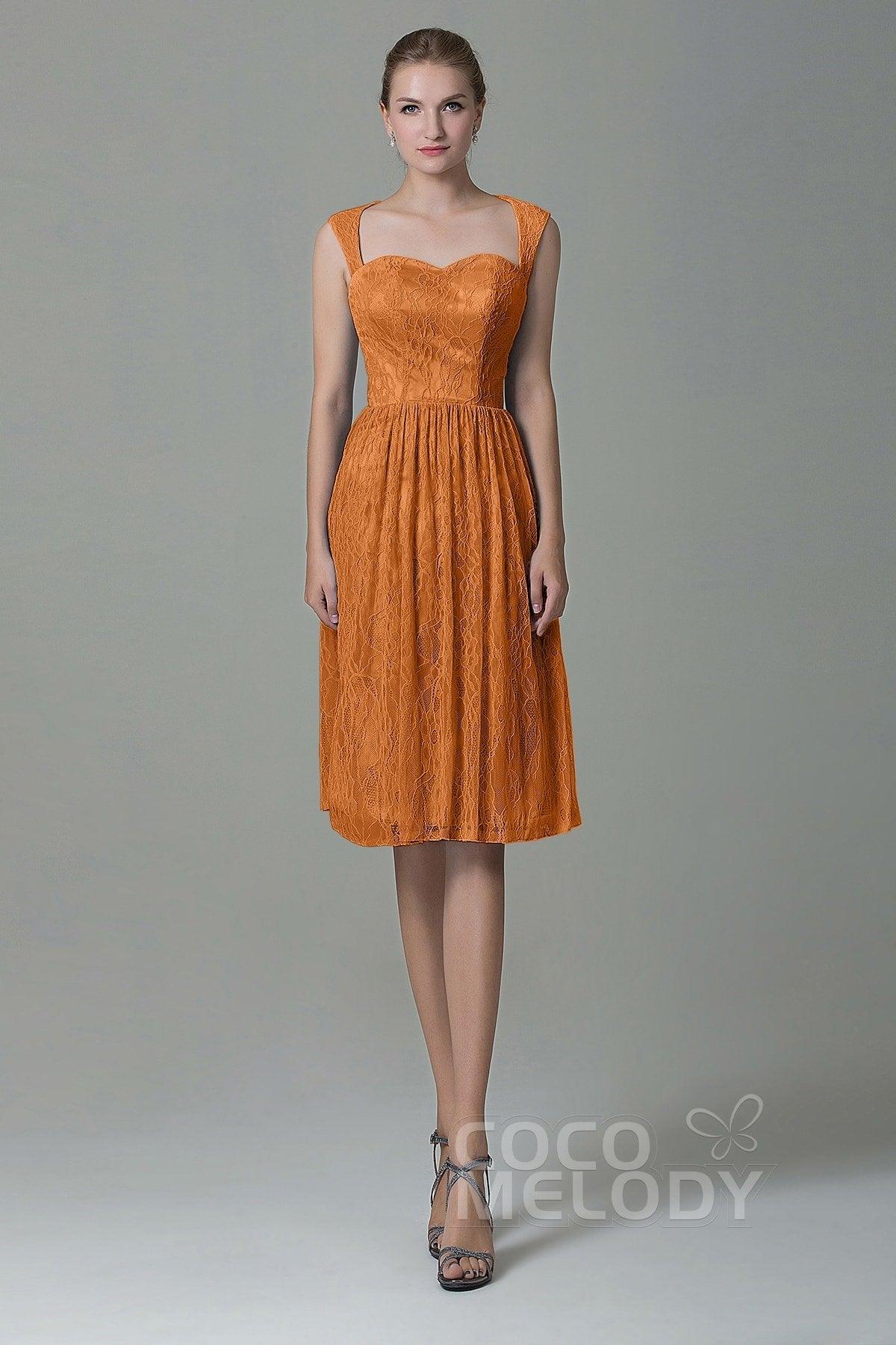 Sheath-Column Knee Length Lace Bridesmaid Dress COZK16007 - COCOMELODY