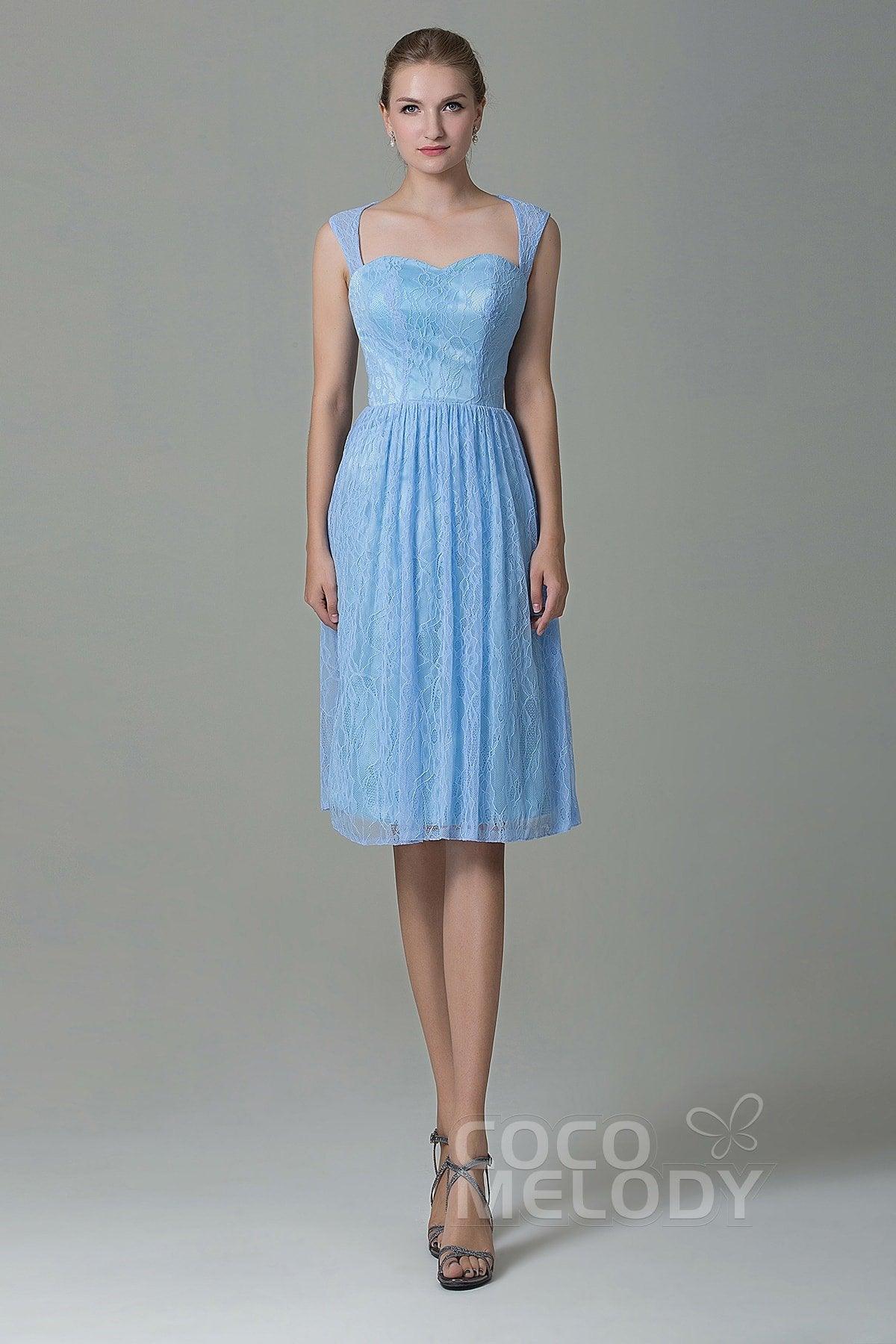Sheath-Column Knee Length Lace Bridesmaid Dress COZK16007 - COCOMELODY