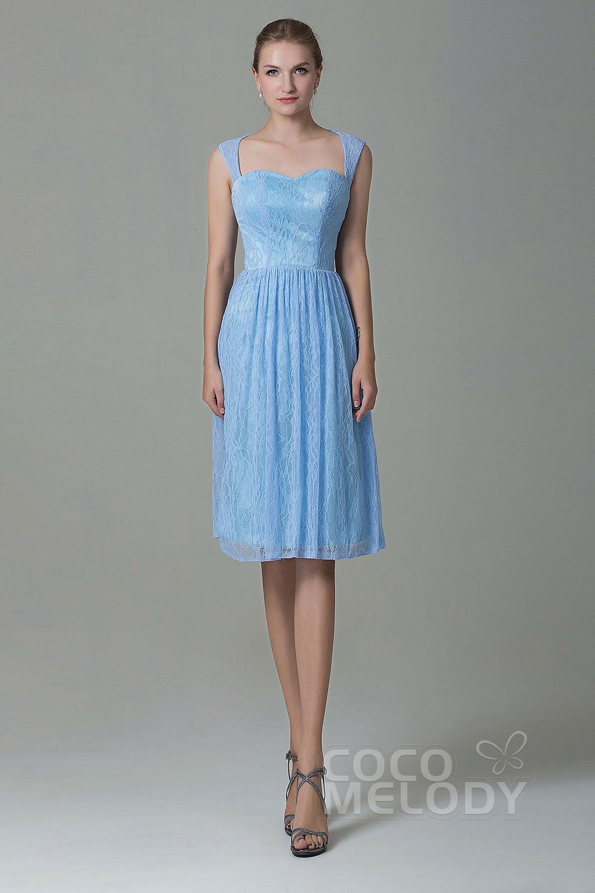 Sheath-Column Knee Length Lace Bridesmaid Dress COZK16007 - COCOMELODY