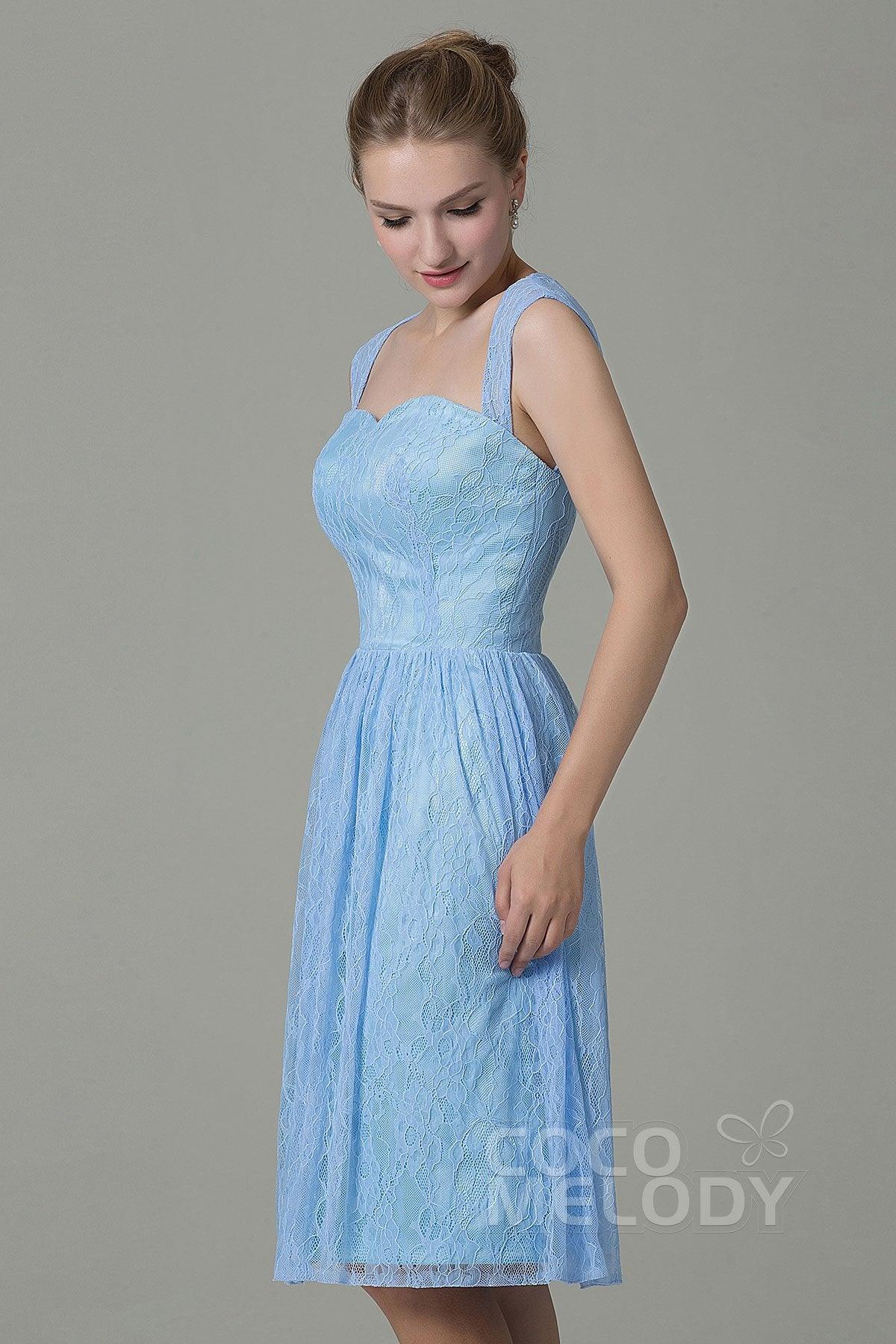 Sheath-Column Knee Length Lace Bridesmaid Dress COZK16007 - COCOMELODY