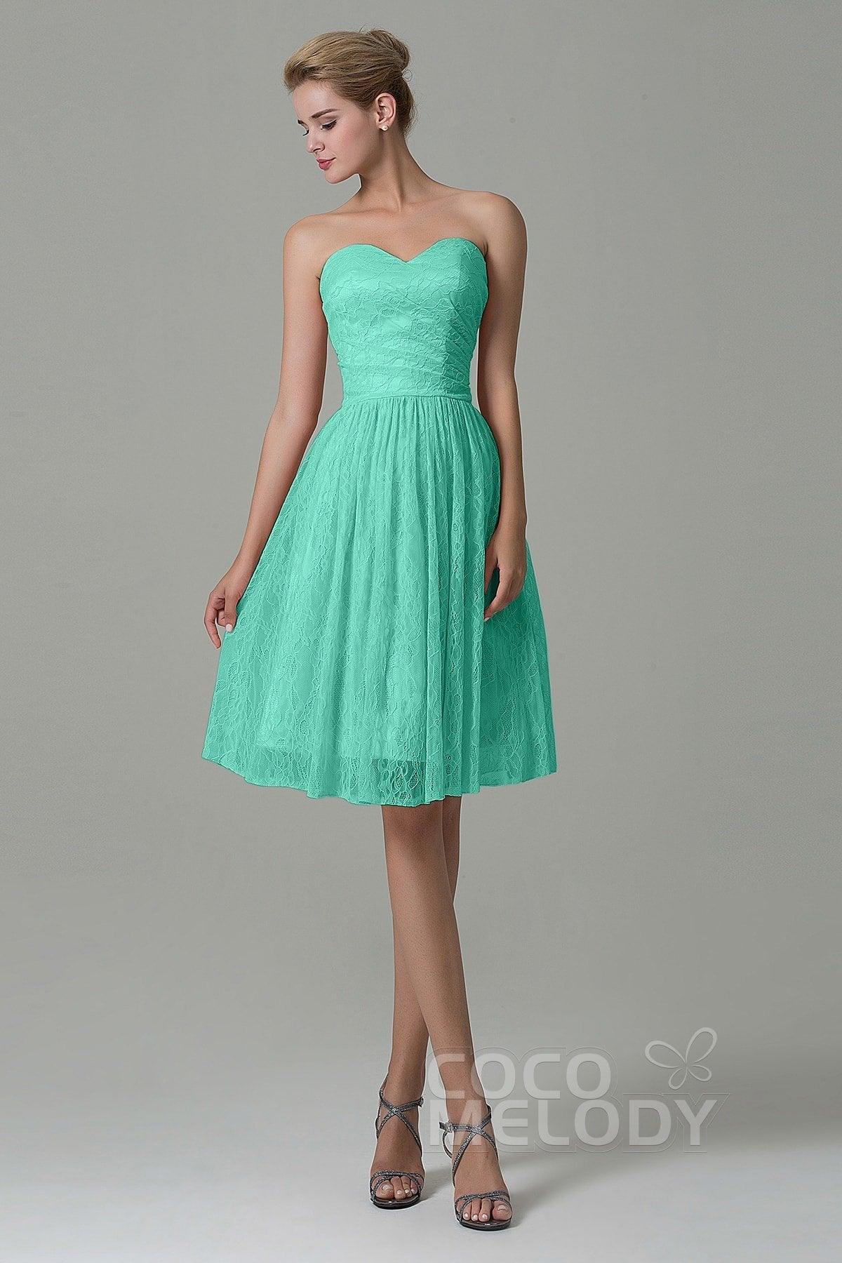 A-Line Knee Length Lace Bridesmaid Dress COZK16008 - COCOMELODY