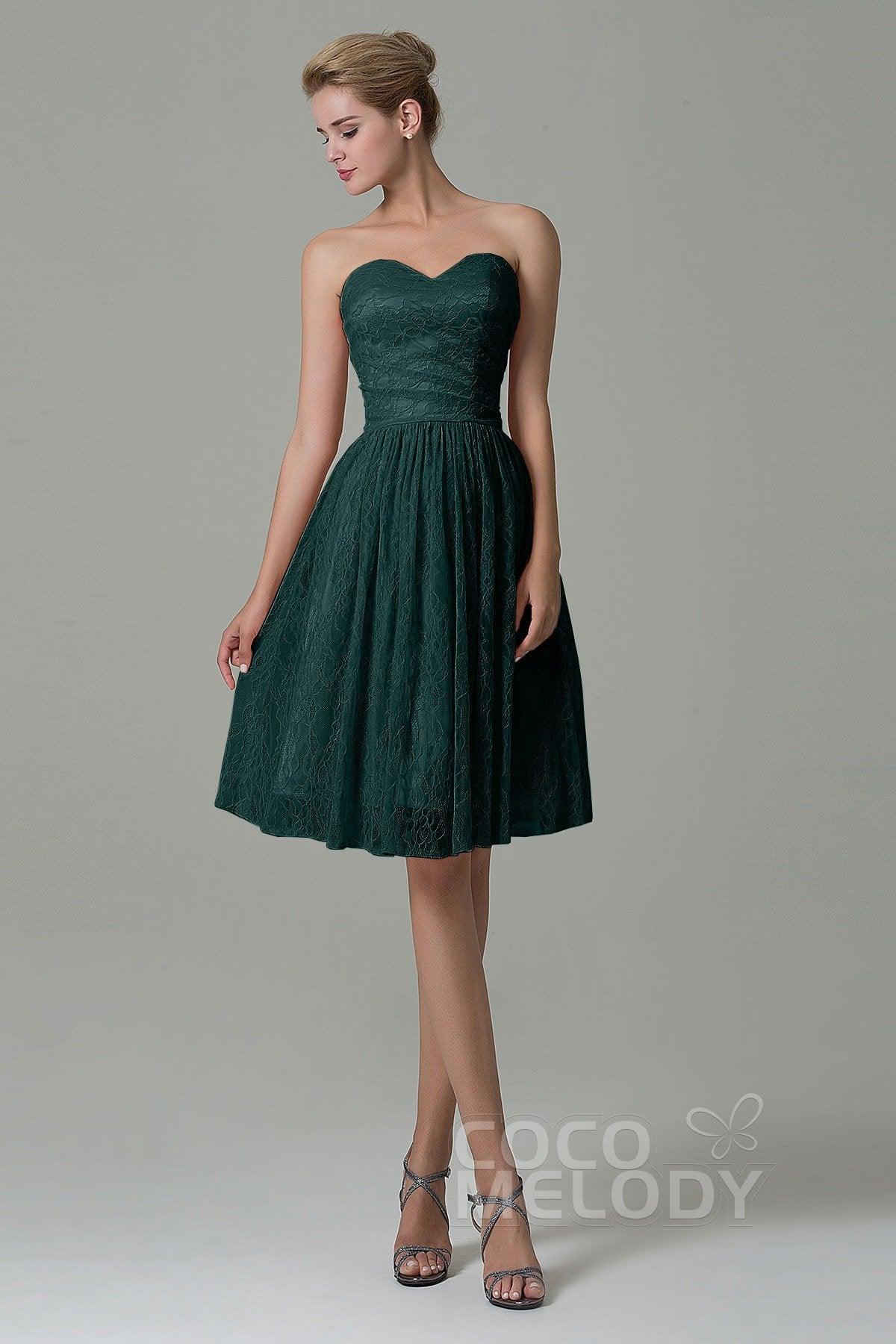 A-Line Knee Length Lace Bridesmaid Dress COZK16008 - COCOMELODY