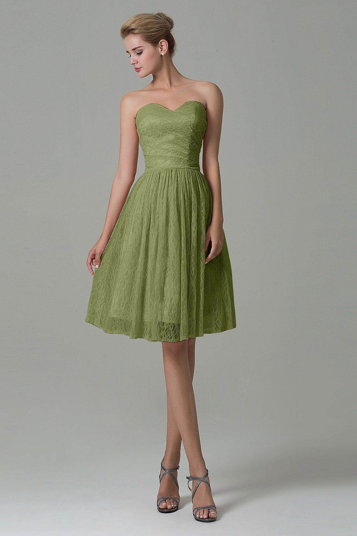 A-Line Knee Length Lace Bridesmaid Dress COZK16008 - COCOMELODY