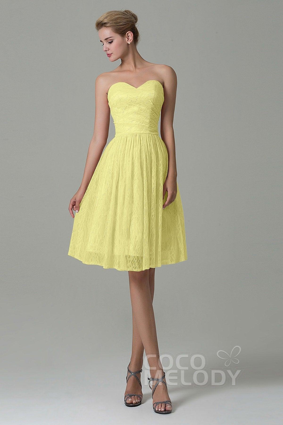 A-Line Knee Length Lace Bridesmaid Dress COZK16008 - COCOMELODY