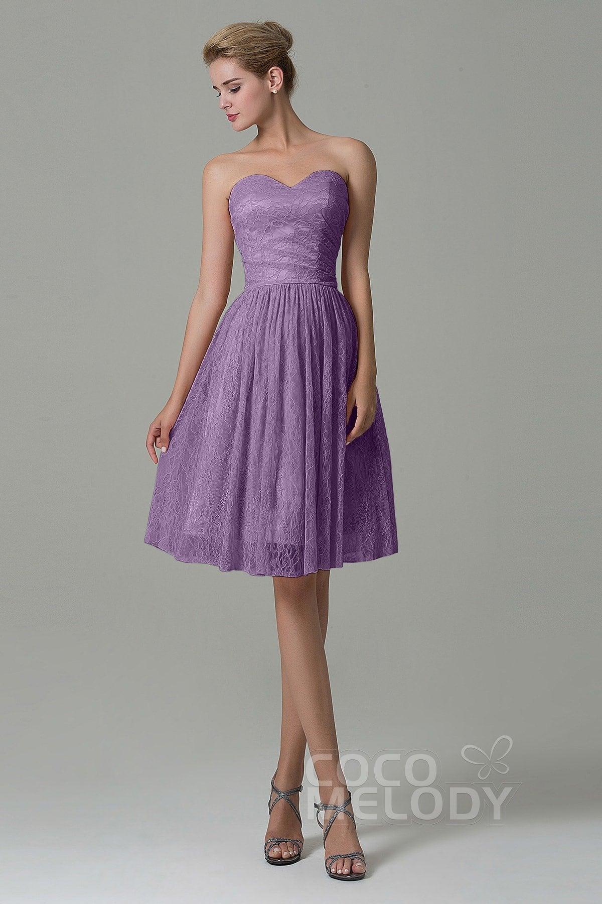 A-Line Knee Length Lace Bridesmaid Dress COZK16008 - COCOMELODY