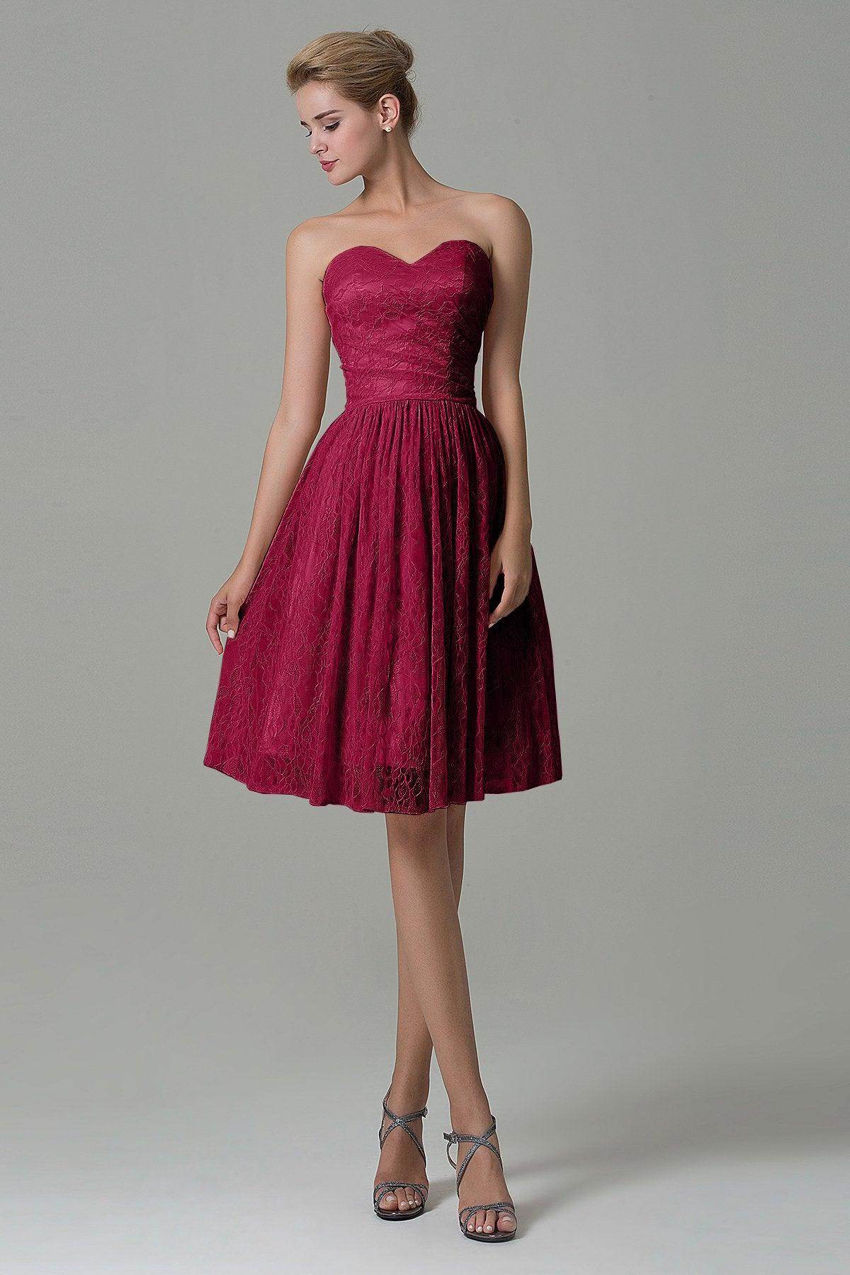 A-Line Knee Length Lace Bridesmaid Dress COZK16008 - COCOMELODY