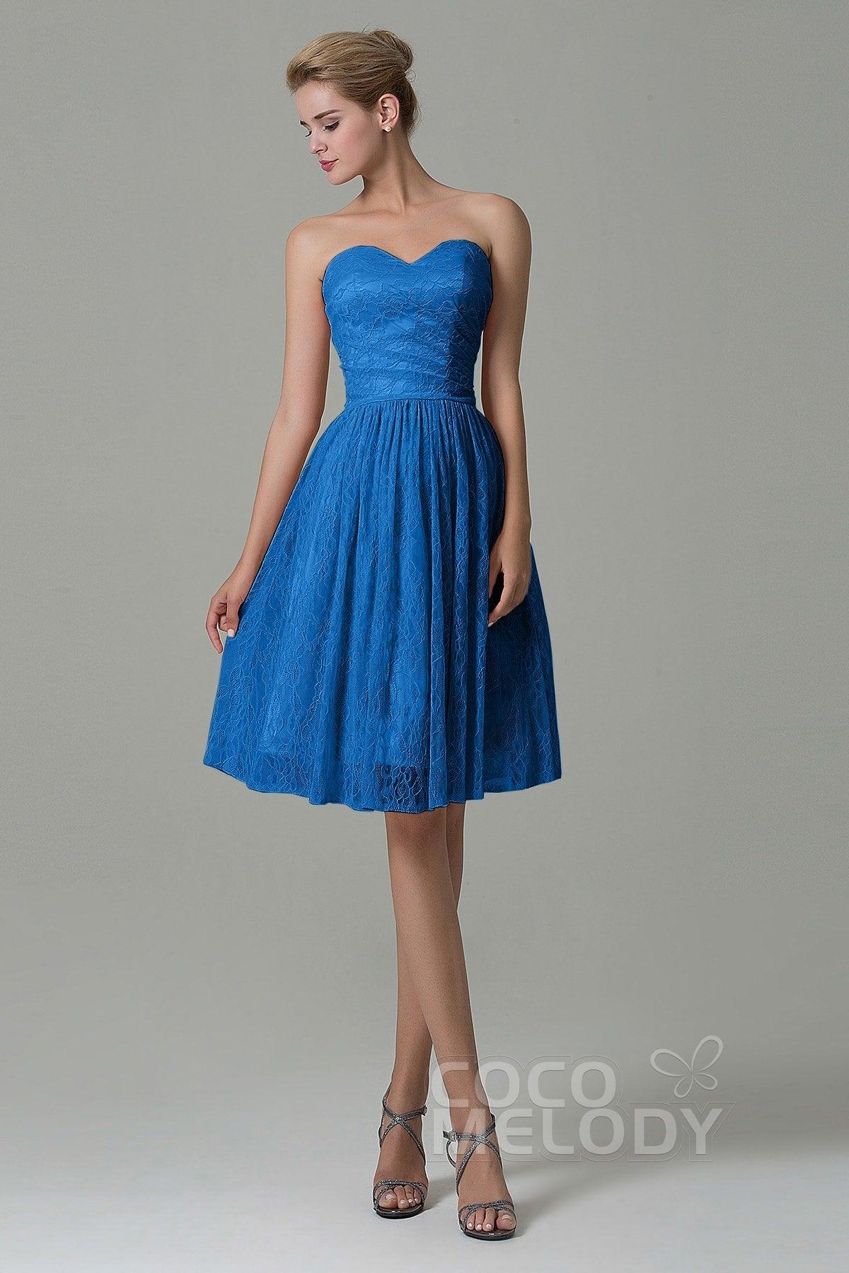 A-Line Knee Length Lace Bridesmaid Dress COZK16008 - COCOMELODY