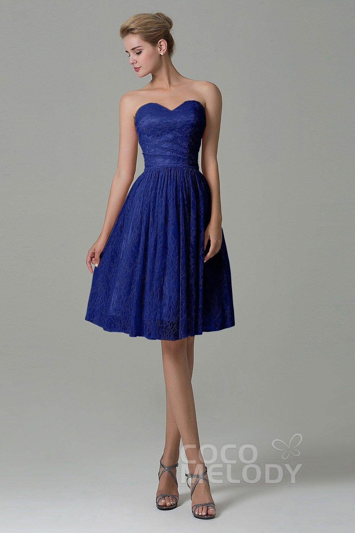 A-Line Knee Length Lace Bridesmaid Dress COZK16008 - COCOMELODY