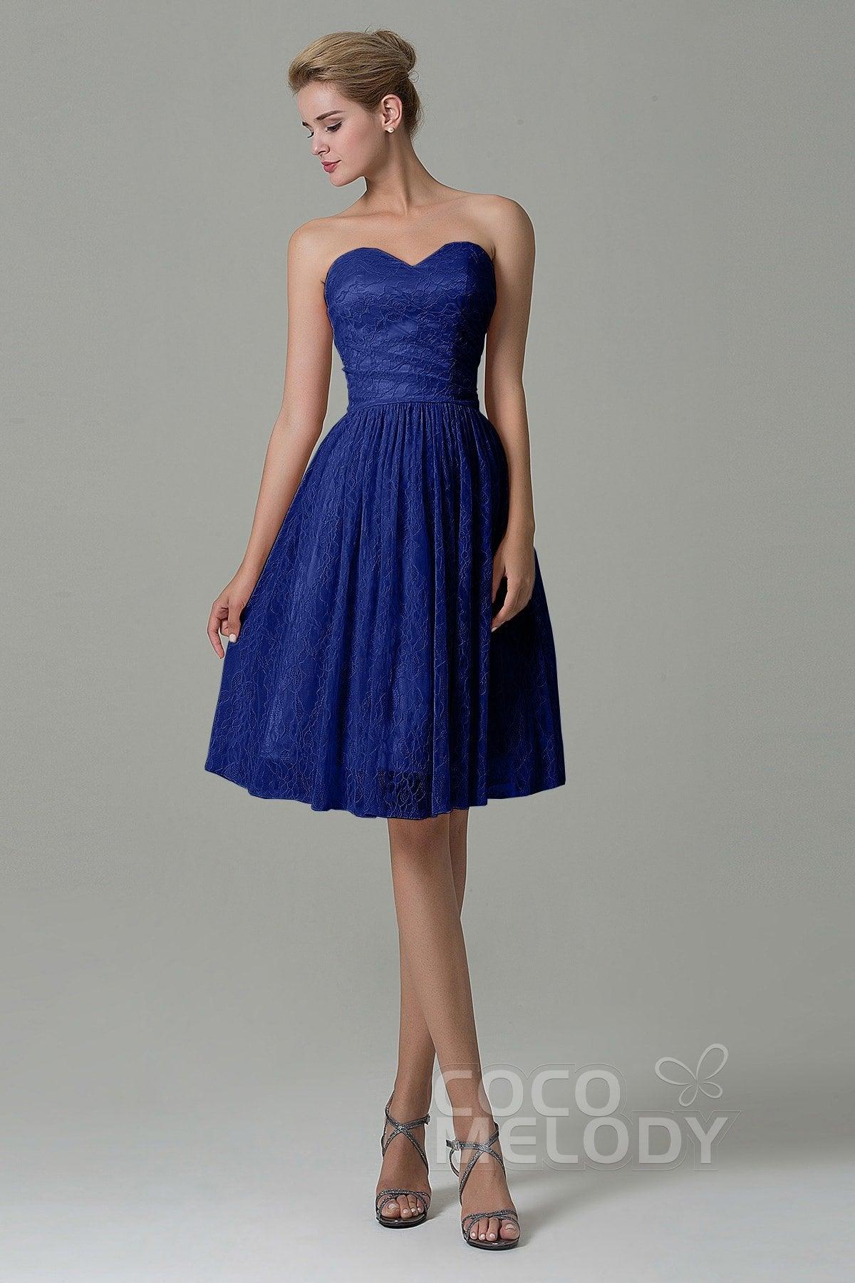 A-Line Knee Length Lace Bridesmaid Dress COZK16008 - COCOMELODY