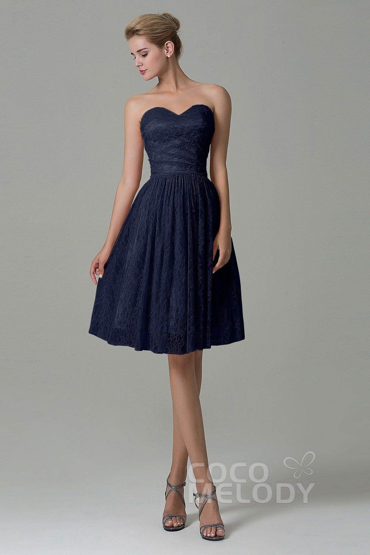 A-Line Knee Length Lace Bridesmaid Dress COZK16008 - COCOMELODY