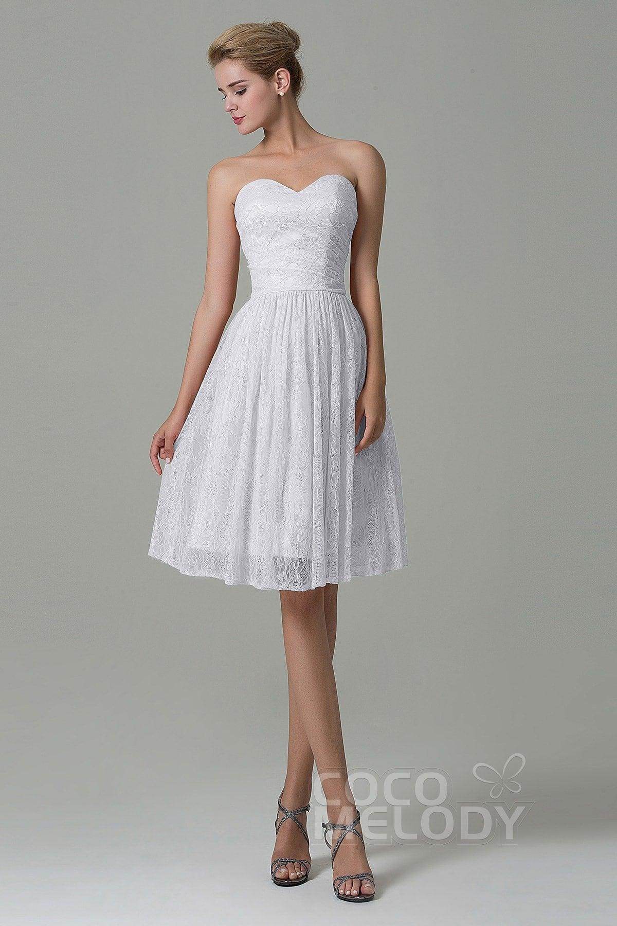 A-Line Knee Length Lace Bridesmaid Dress COZK16008 - COCOMELODY