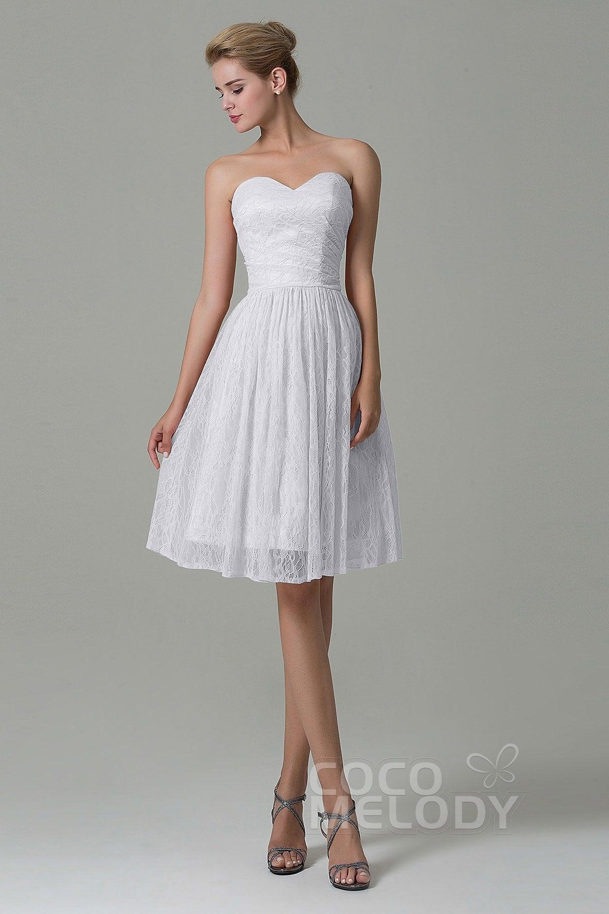 A-Line Knee Length Lace Bridesmaid Dress COZK16008 - COCOMELODY