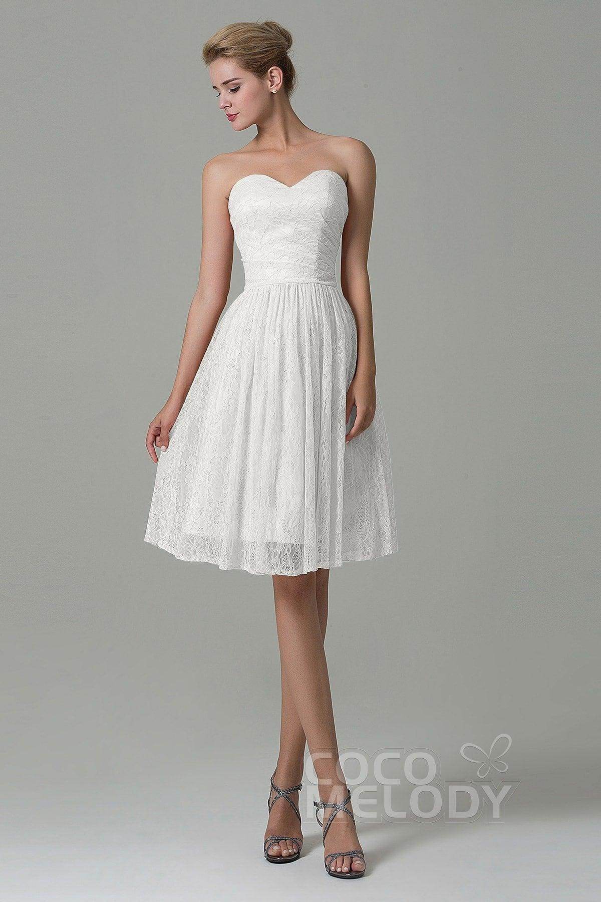 A-Line Knee Length Lace Bridesmaid Dress COZK16008 - COCOMELODY