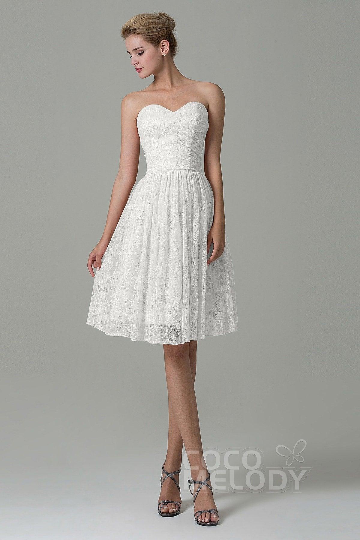 A-Line Knee Length Lace Bridesmaid Dress COZK16008 - COCOMELODY