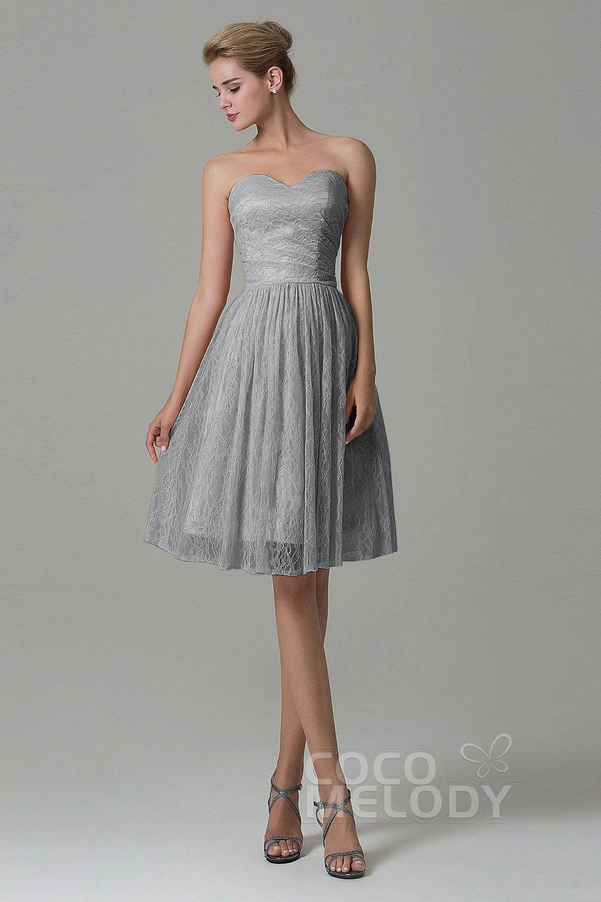 A-Line Knee Length Lace Bridesmaid Dress COZK16008 - COCOMELODY