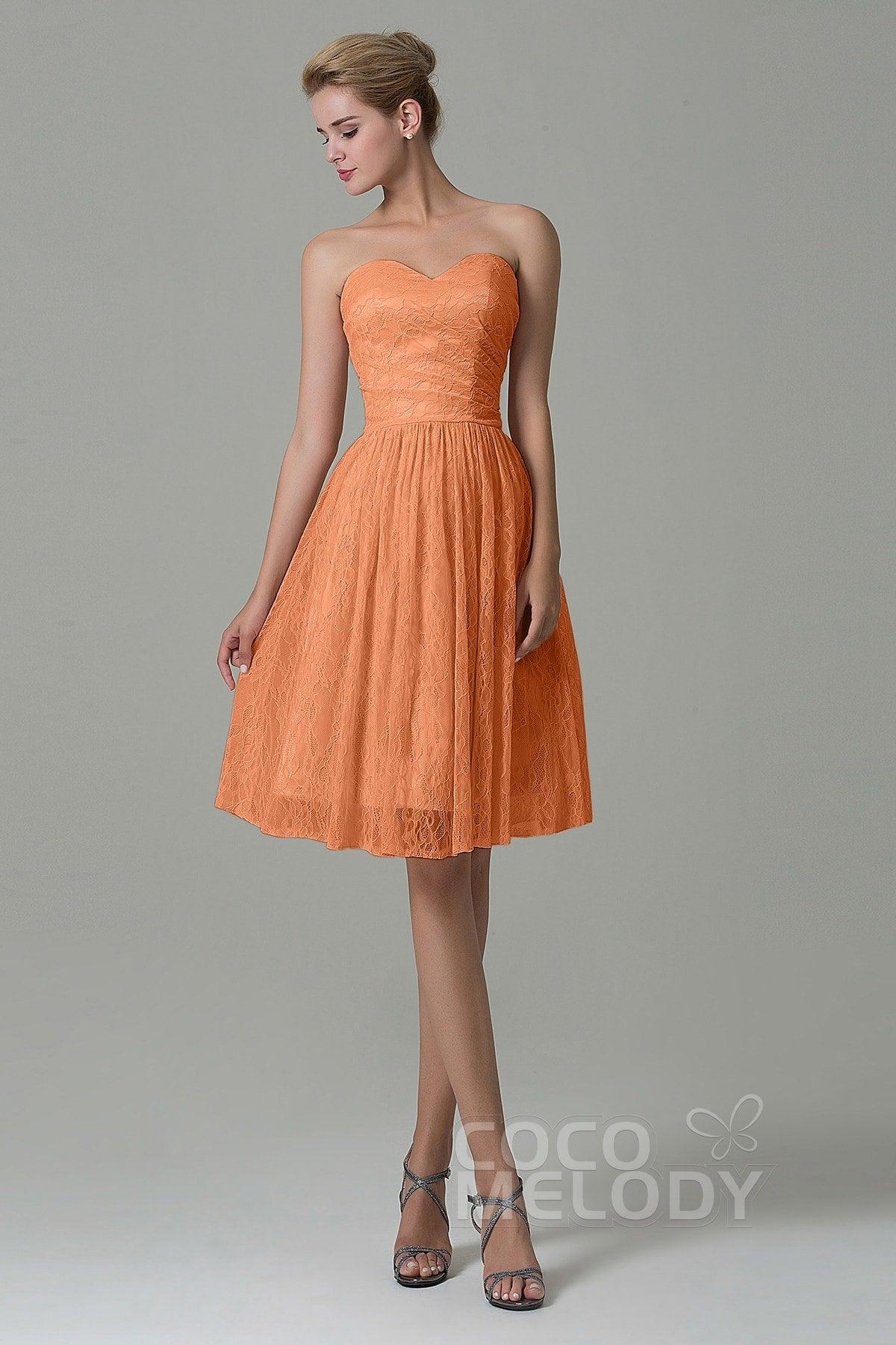 A-Line Knee Length Lace Bridesmaid Dress COZK16008 - COCOMELODY