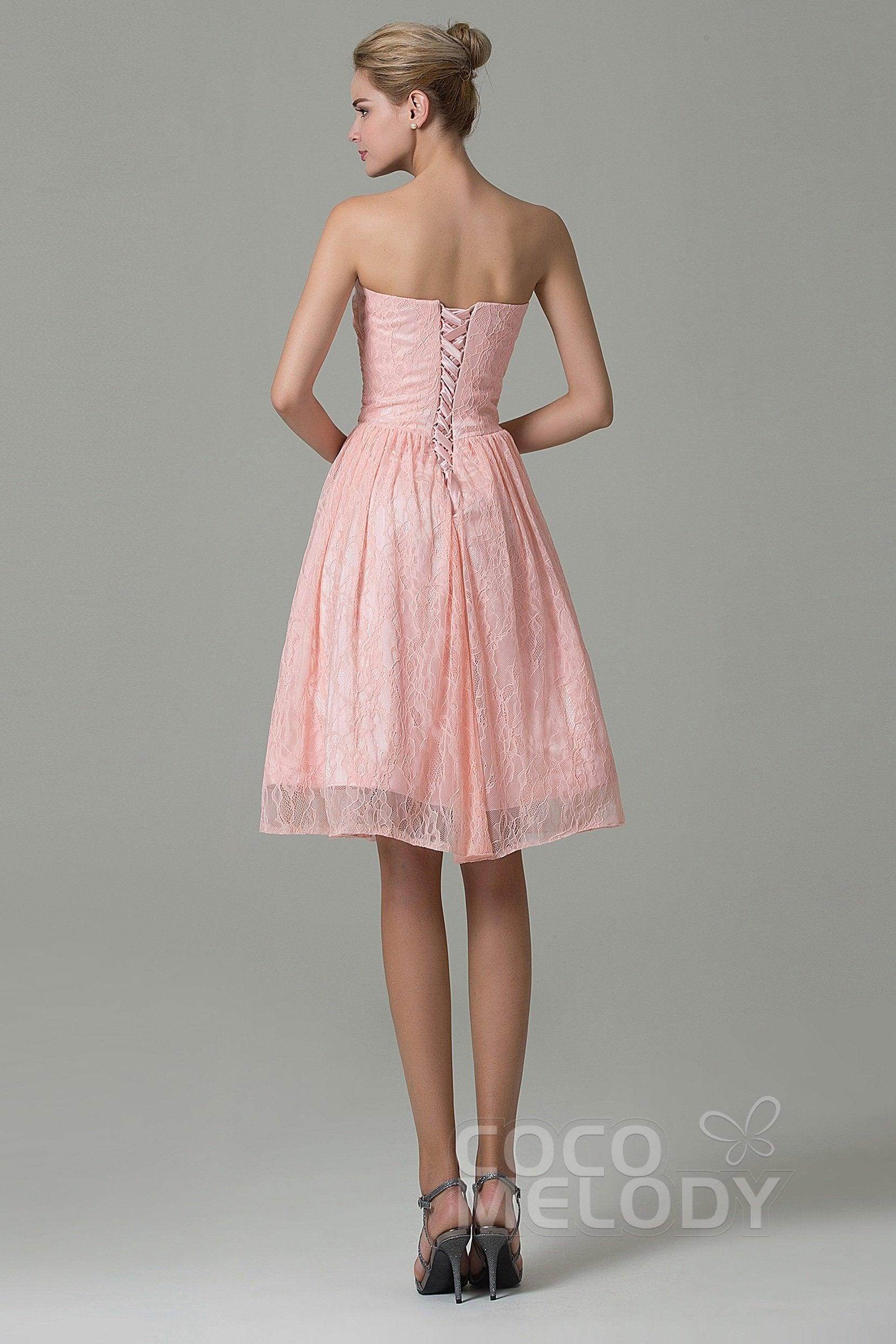 A-Line Knee Length Lace Bridesmaid Dress COZK16008 - COCOMELODY