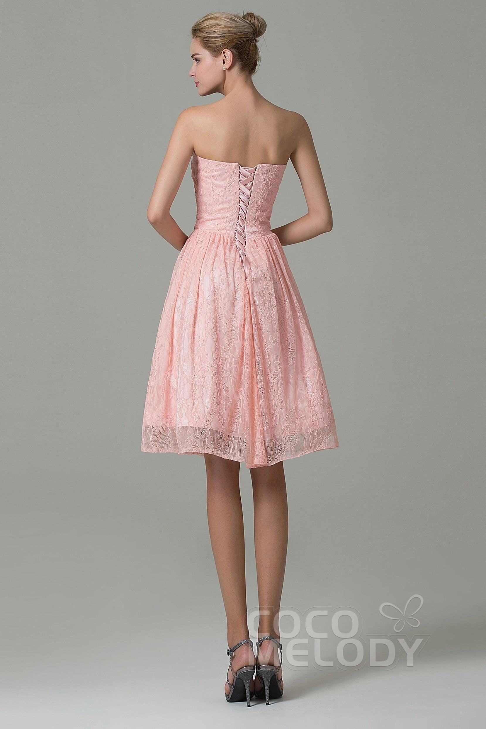 A-Line Knee Length Lace Bridesmaid Dress COZK16008 - COCOMELODY