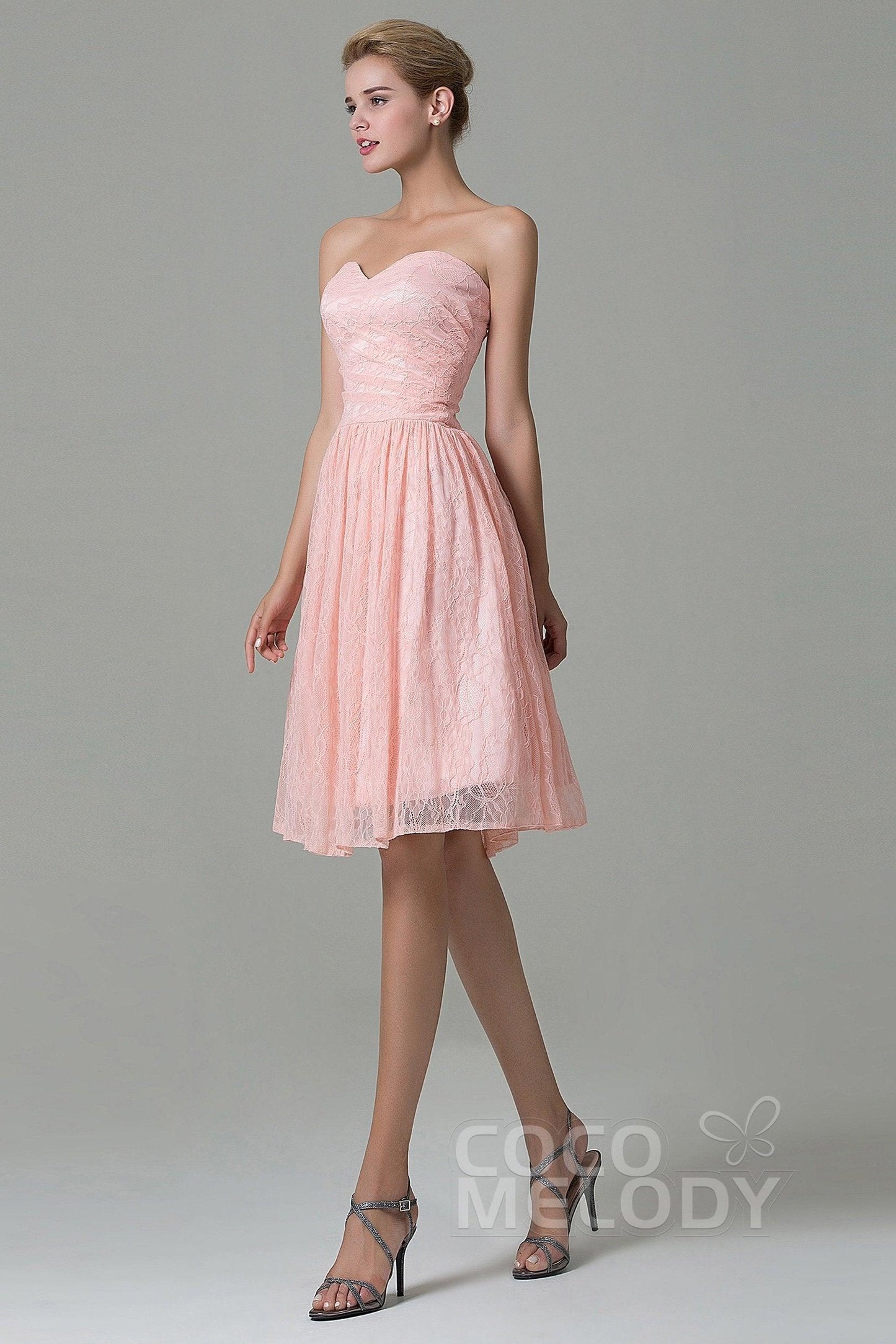 A-Line Knee Length Lace Bridesmaid Dress COZK16008 - COCOMELODY