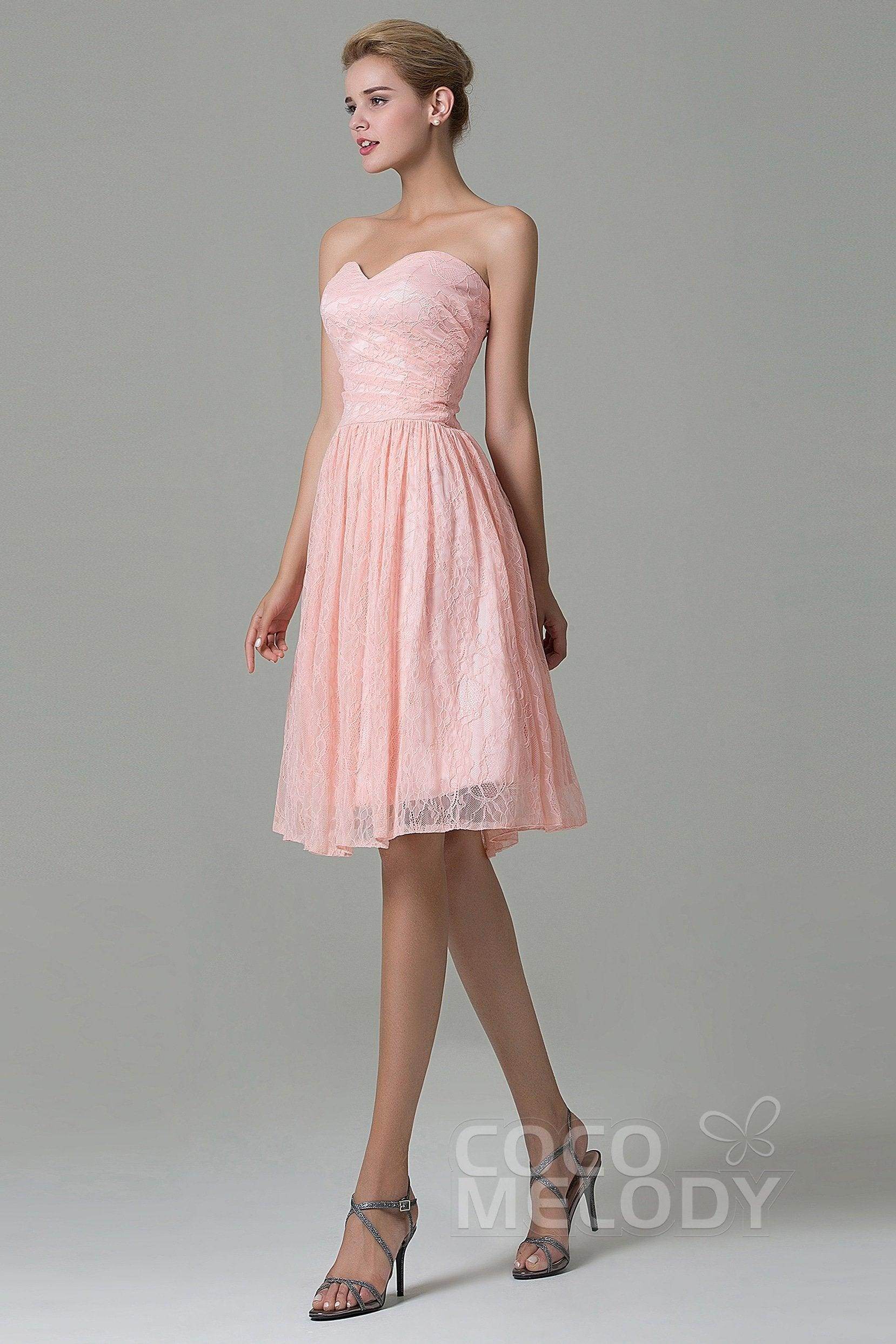 A-Line Knee Length Lace Bridesmaid Dress COZK16008 - COCOMELODY