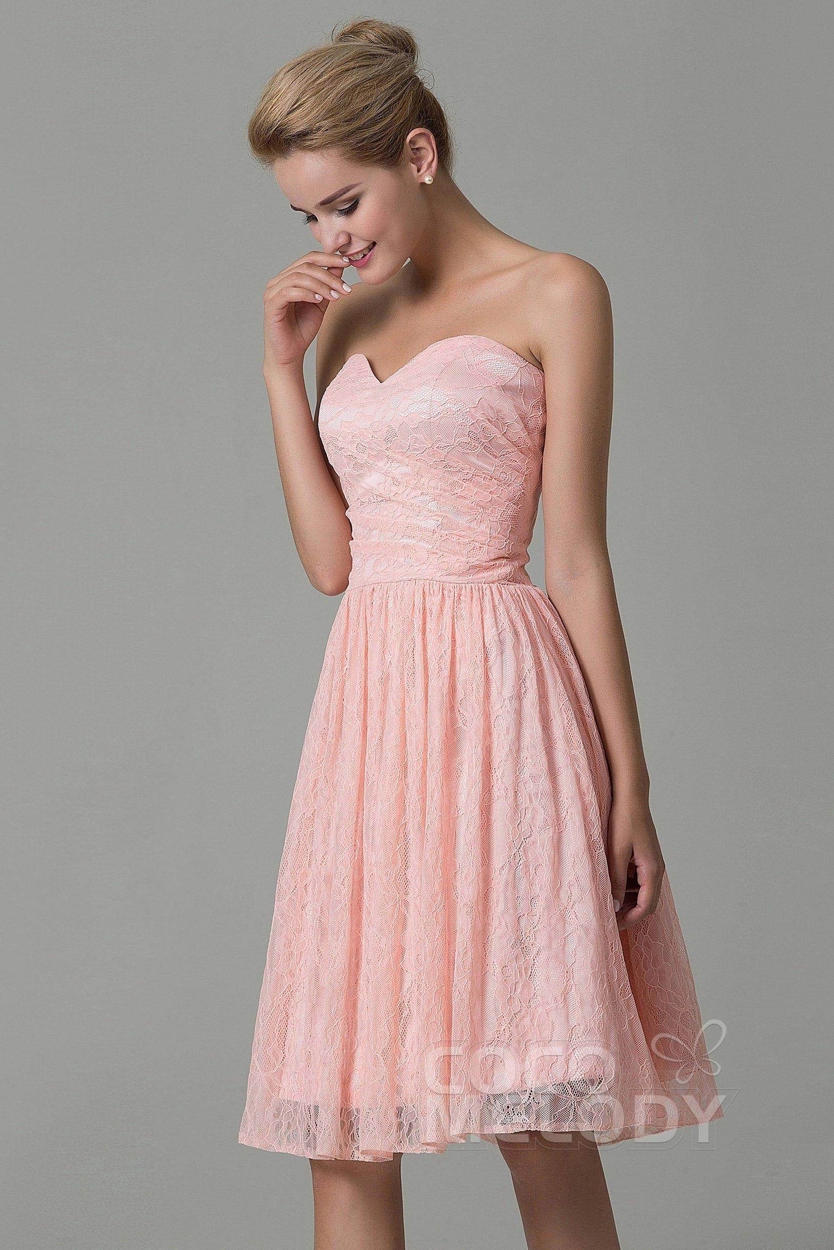 A-Line Knee Length Lace Bridesmaid Dress COZK16008 - COCOMELODY