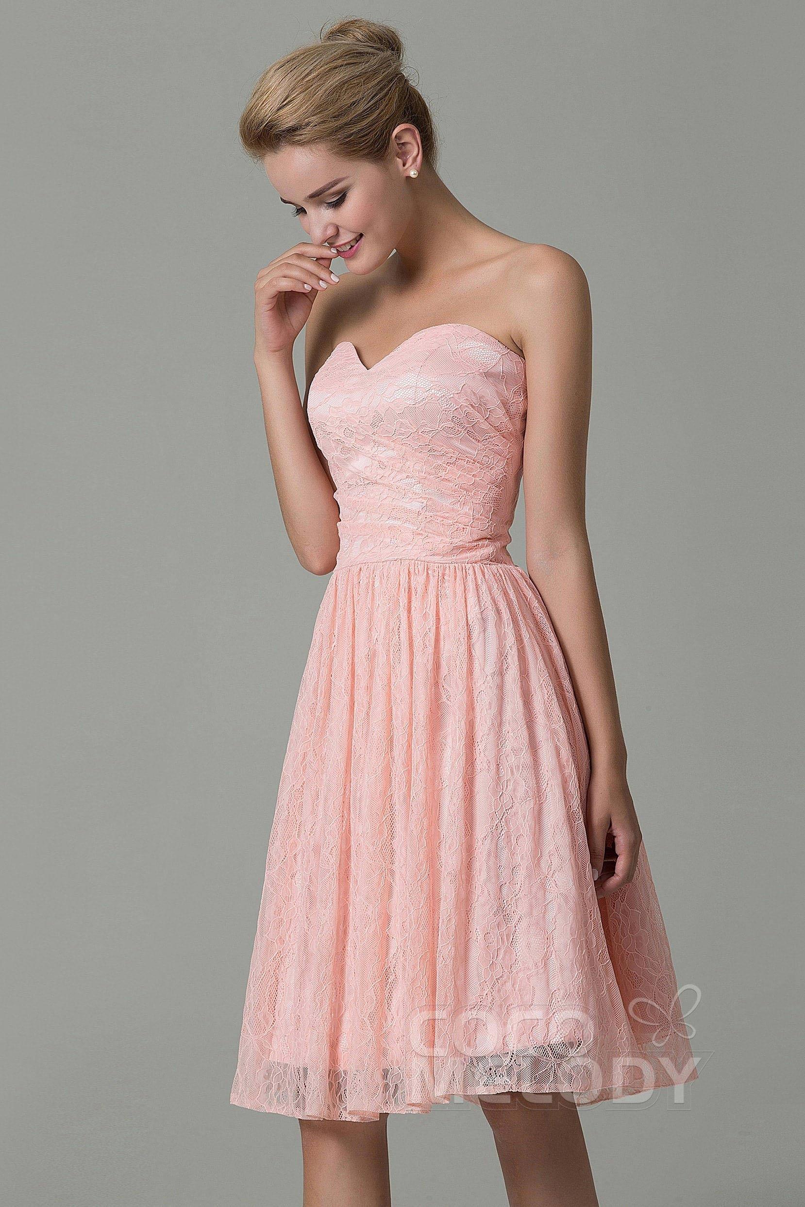 A-Line Knee Length Lace Bridesmaid Dress COZK16008 - COCOMELODY